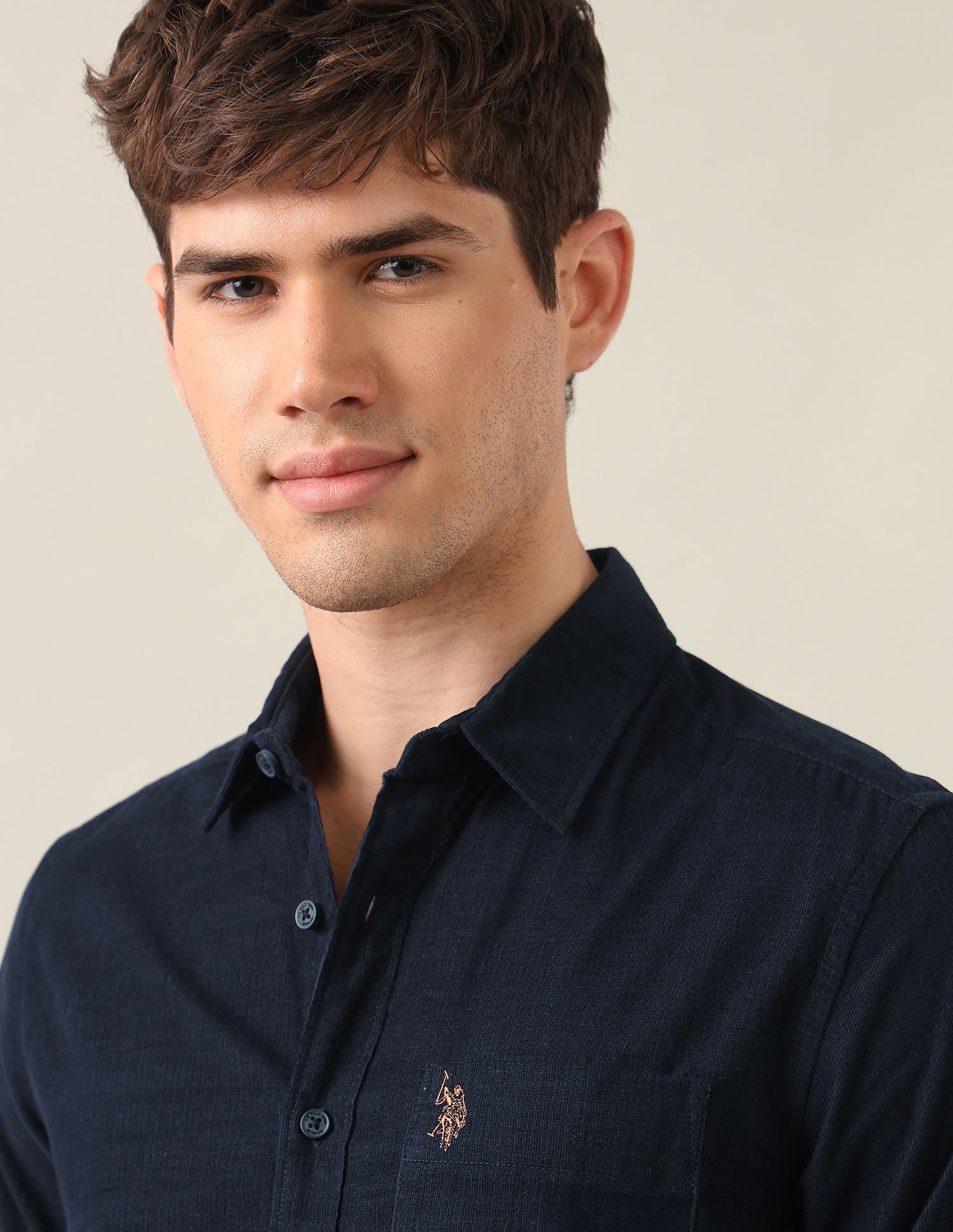 Corduroy Regular Fit Shirt Navy - U.S. Polo Assn. India | Large