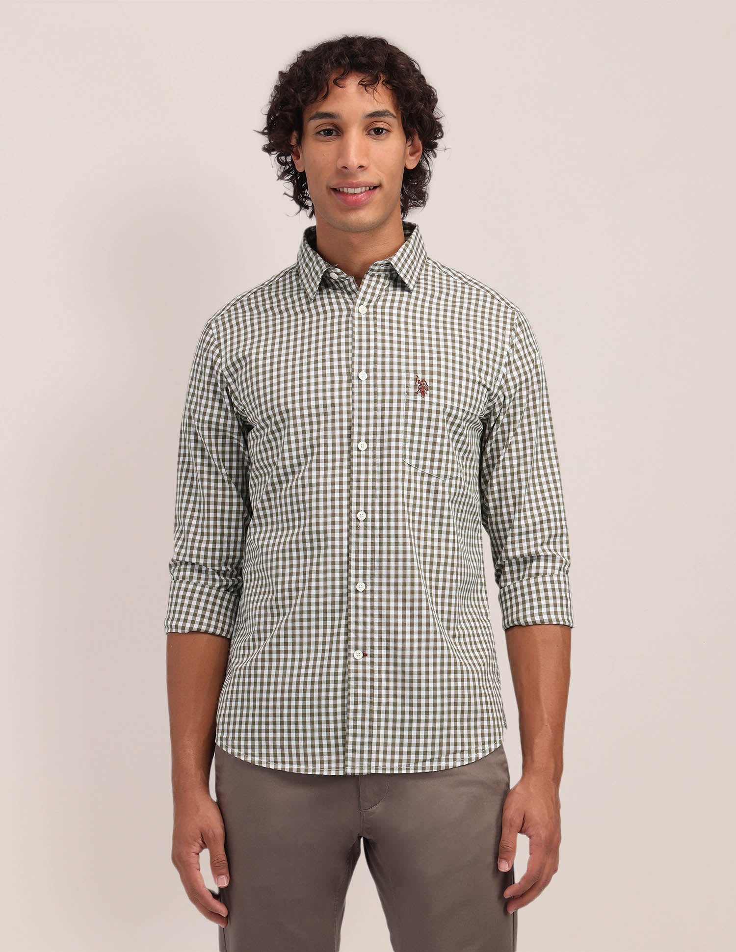 Buffalo Checked Poplin Shirt Green - U.S. Polo Assn. India | Large