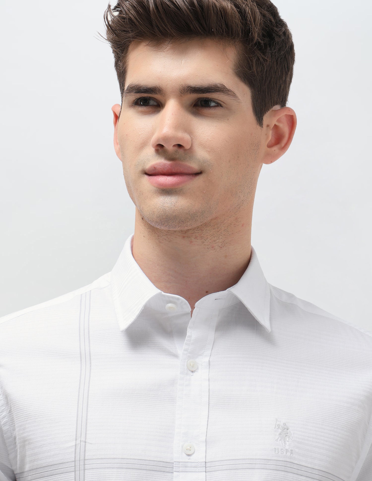 Dobby Regular Fit Shirt Light Grey - U.S. Polo Assn. India | Large