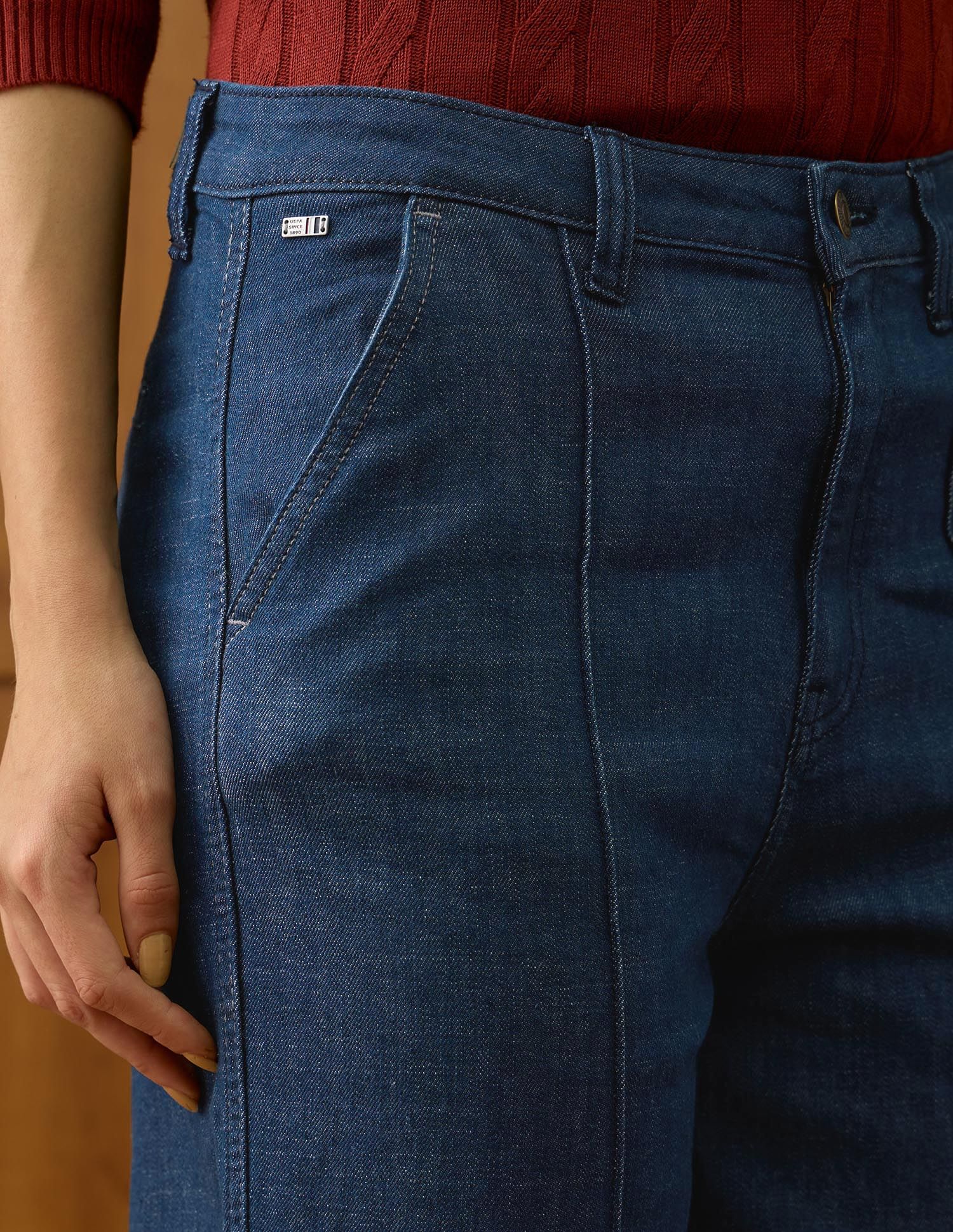 High Rise Straight Fit Jeans Blue - U.S. POLO ASSN. | Large