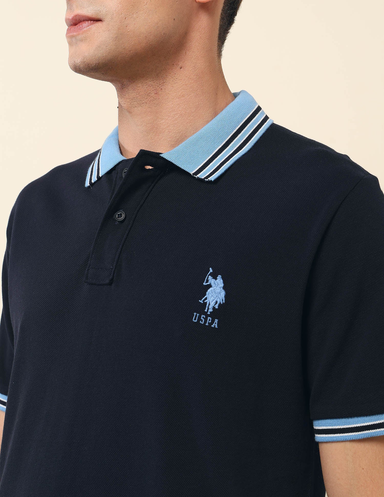 Pure Cotton Slim Fit Polo Shirt Navy - U.S. Polo Assn. India | Large