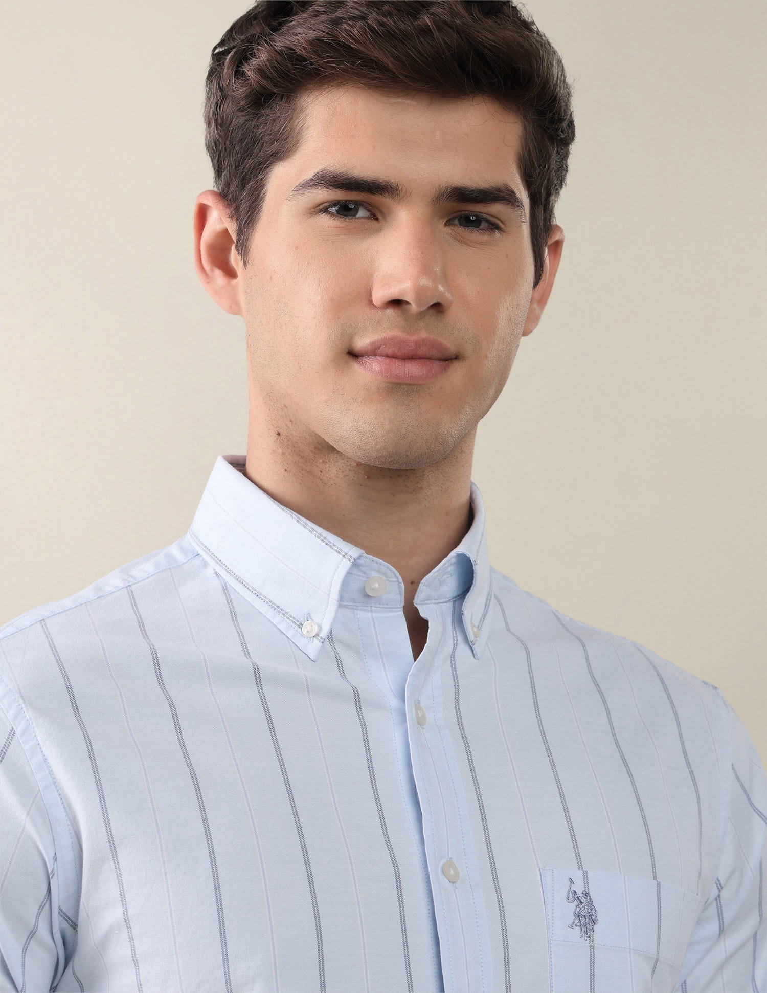 Oxford Vertical Striped Shirt Blue - U.S. Polo Assn. India | Large