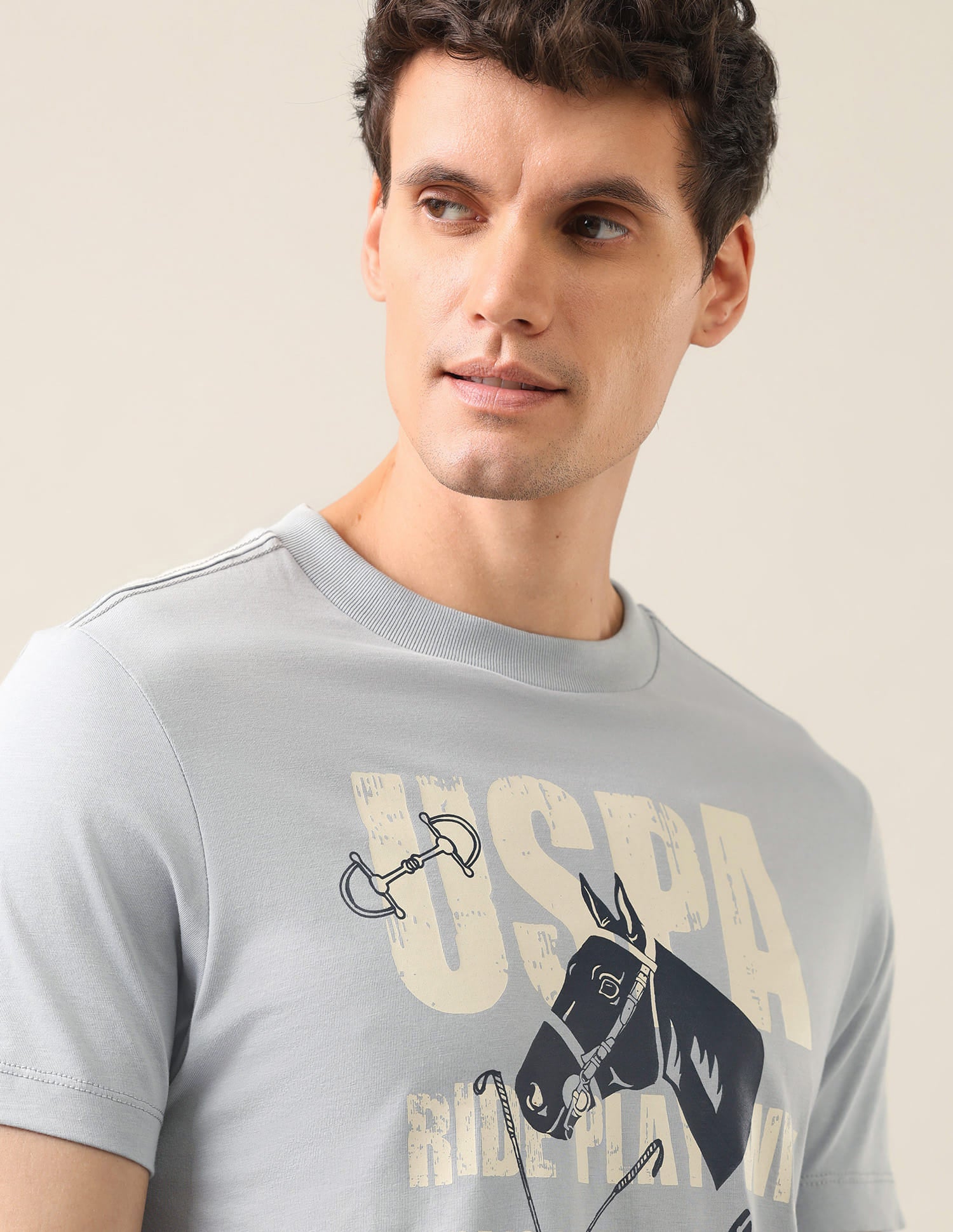 Graphic Printed Regular Fit T-Shirt Grey - U.S. Polo Assn. India | Large