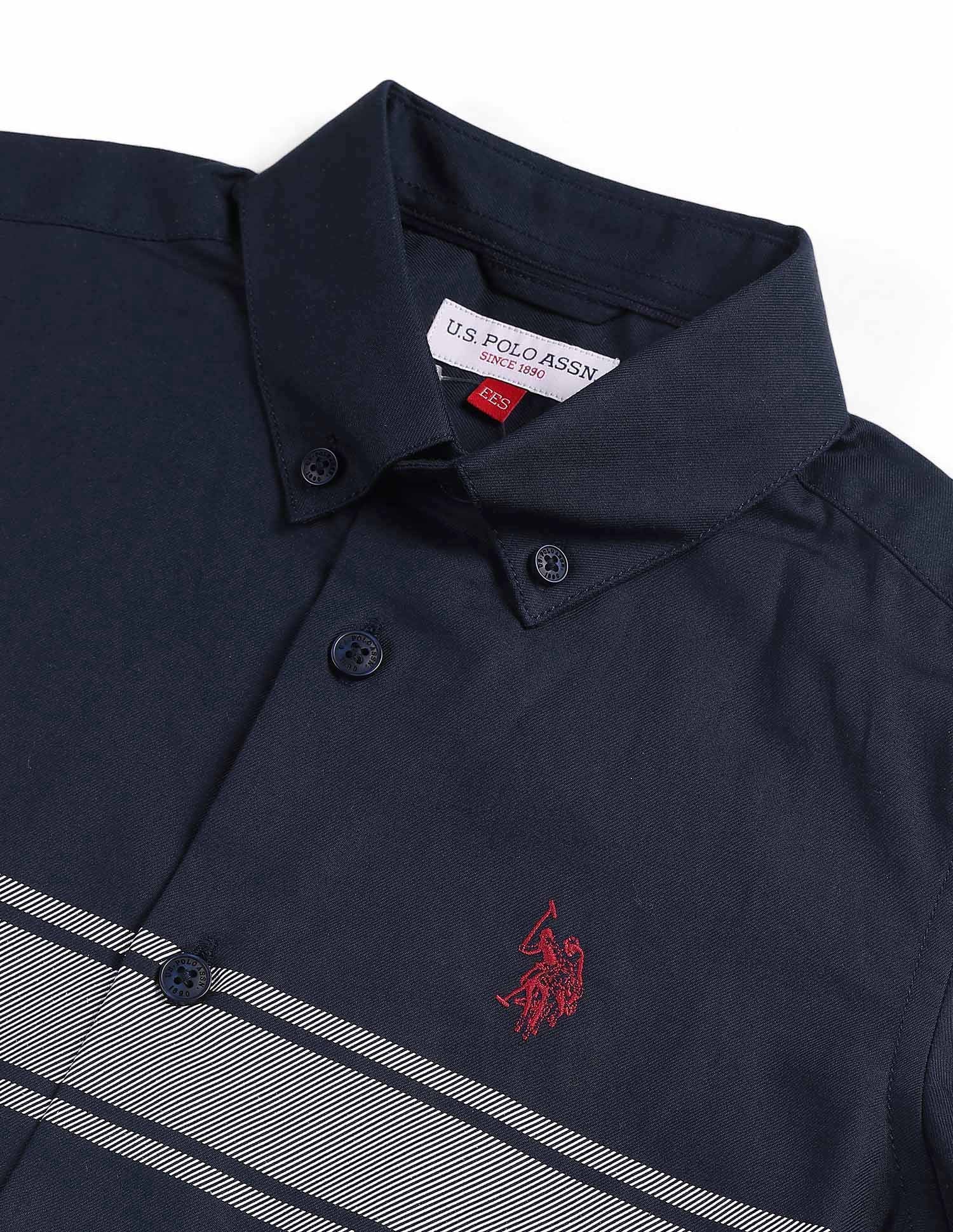 Boys Horizontal Stripe Shirt Navy - U.S. POLO ASSN. | Large