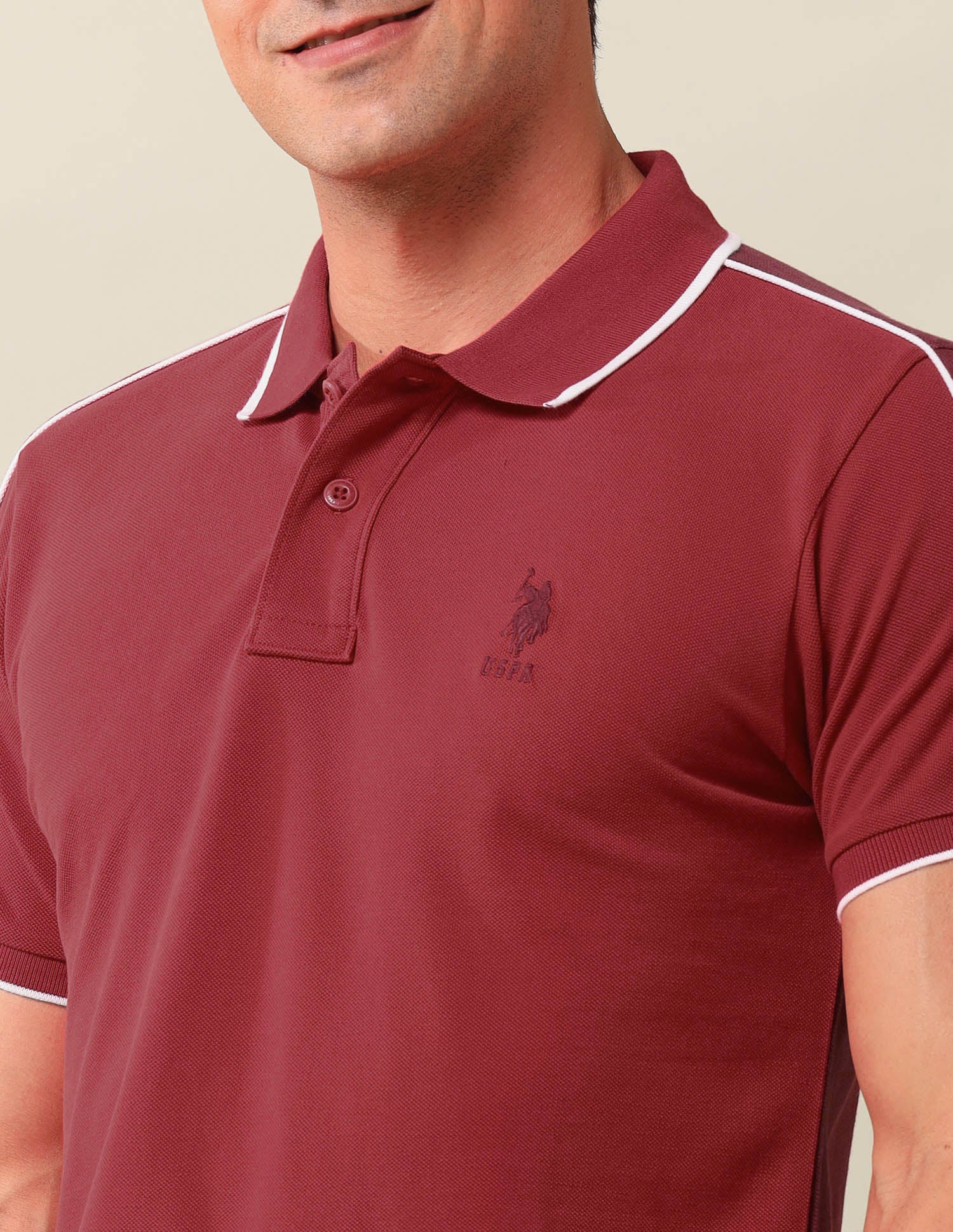Colourblocked Slim Fit Polo Shirt Red - U.S. Polo Assn. India | Large