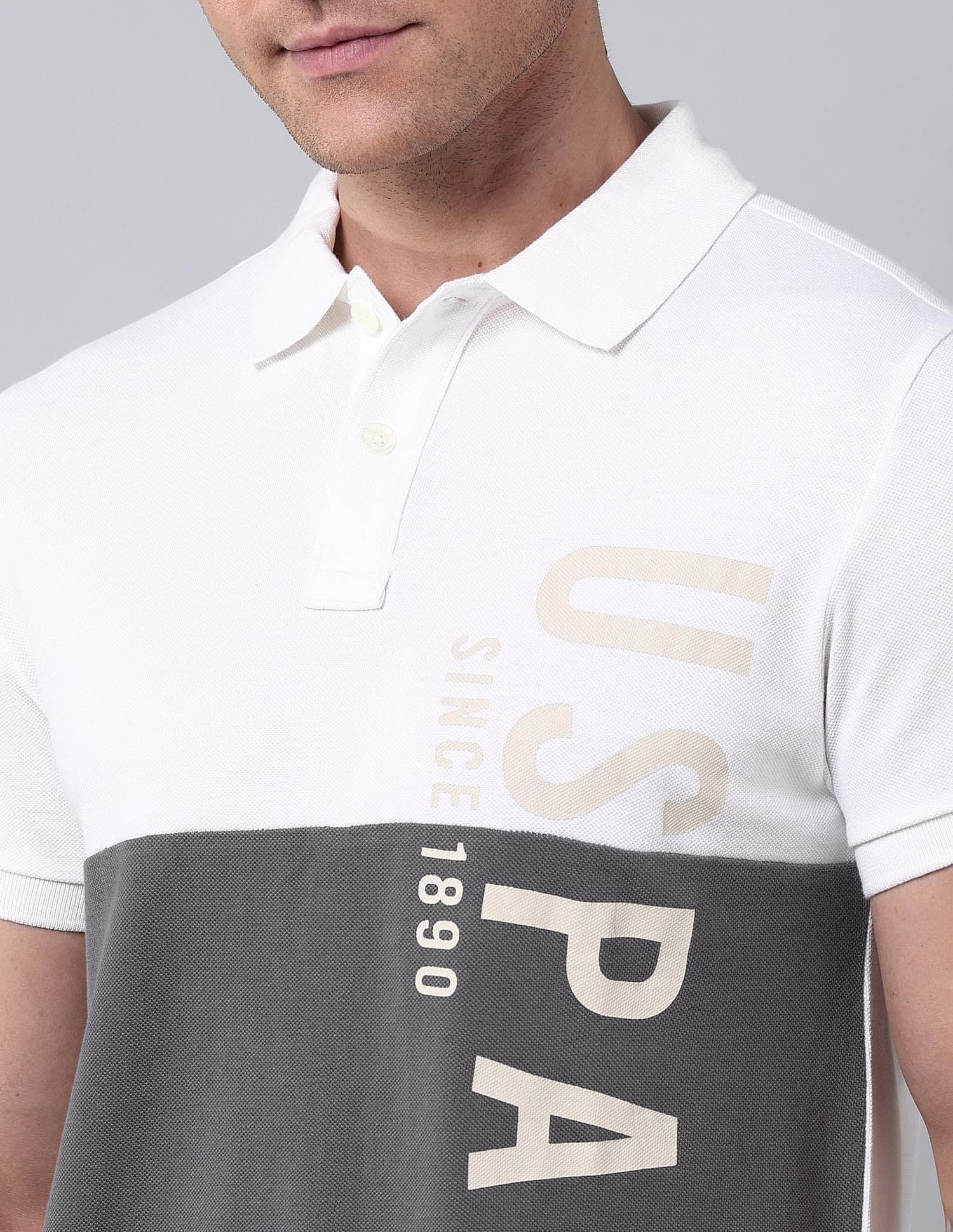 Cut & Sew Muscle Fit Polo Shirt Ivory - U.S. POLO ASSN. | Large