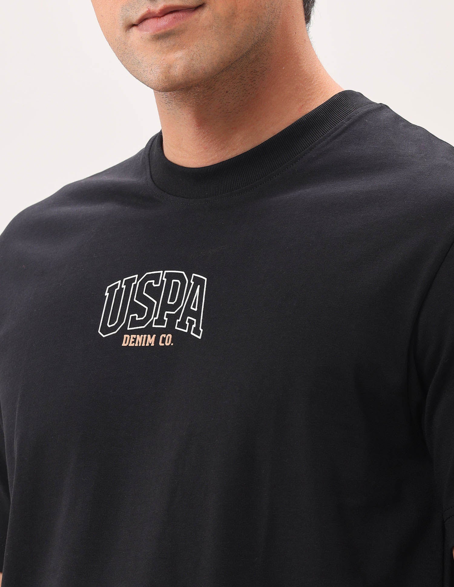 Brand Printed Oversized Fit T-Shirt Black - U.S. Polo Assn. India | Large