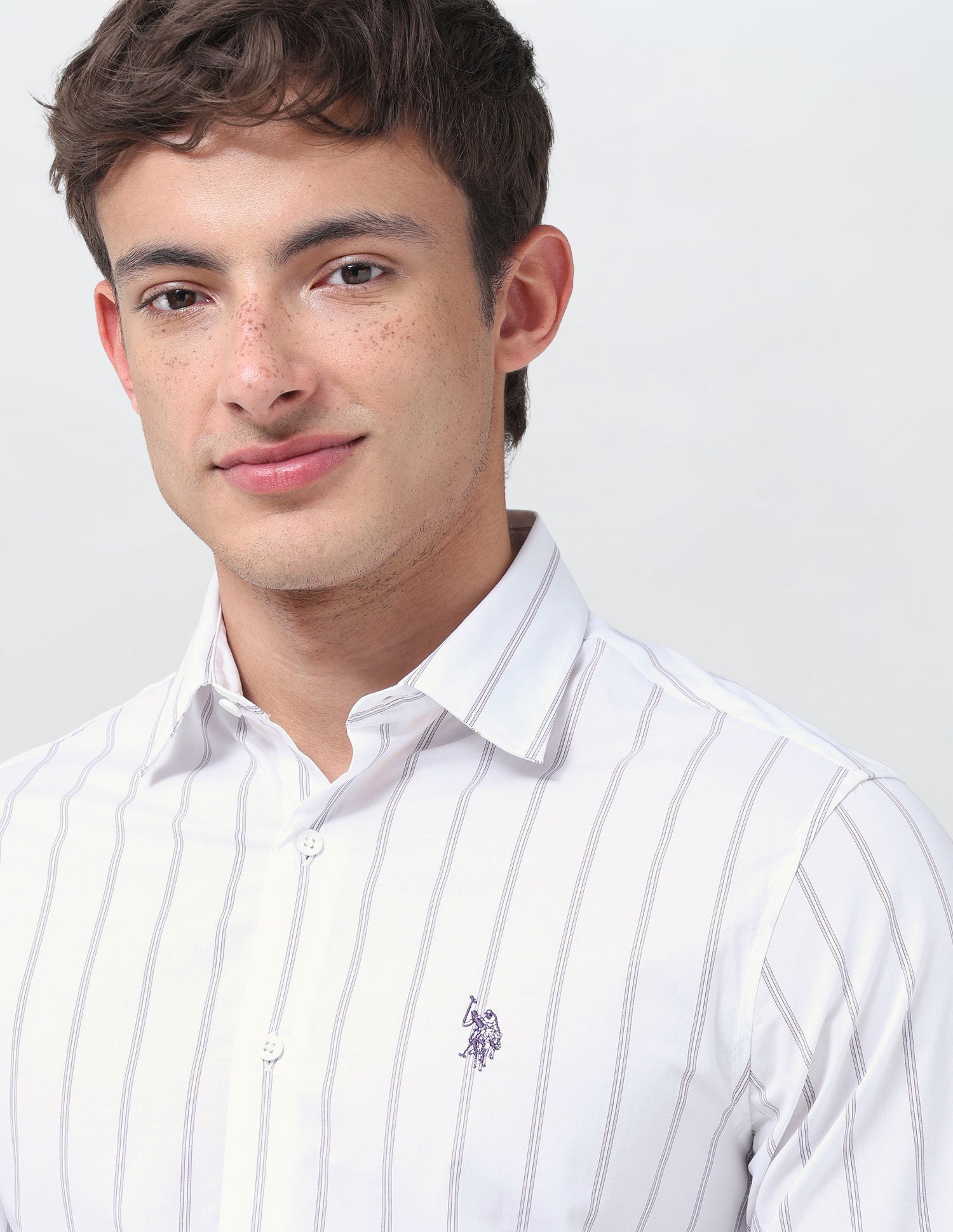 Vertical Striped Poplin Shirt Purple - U.S. Polo Assn. India | Large