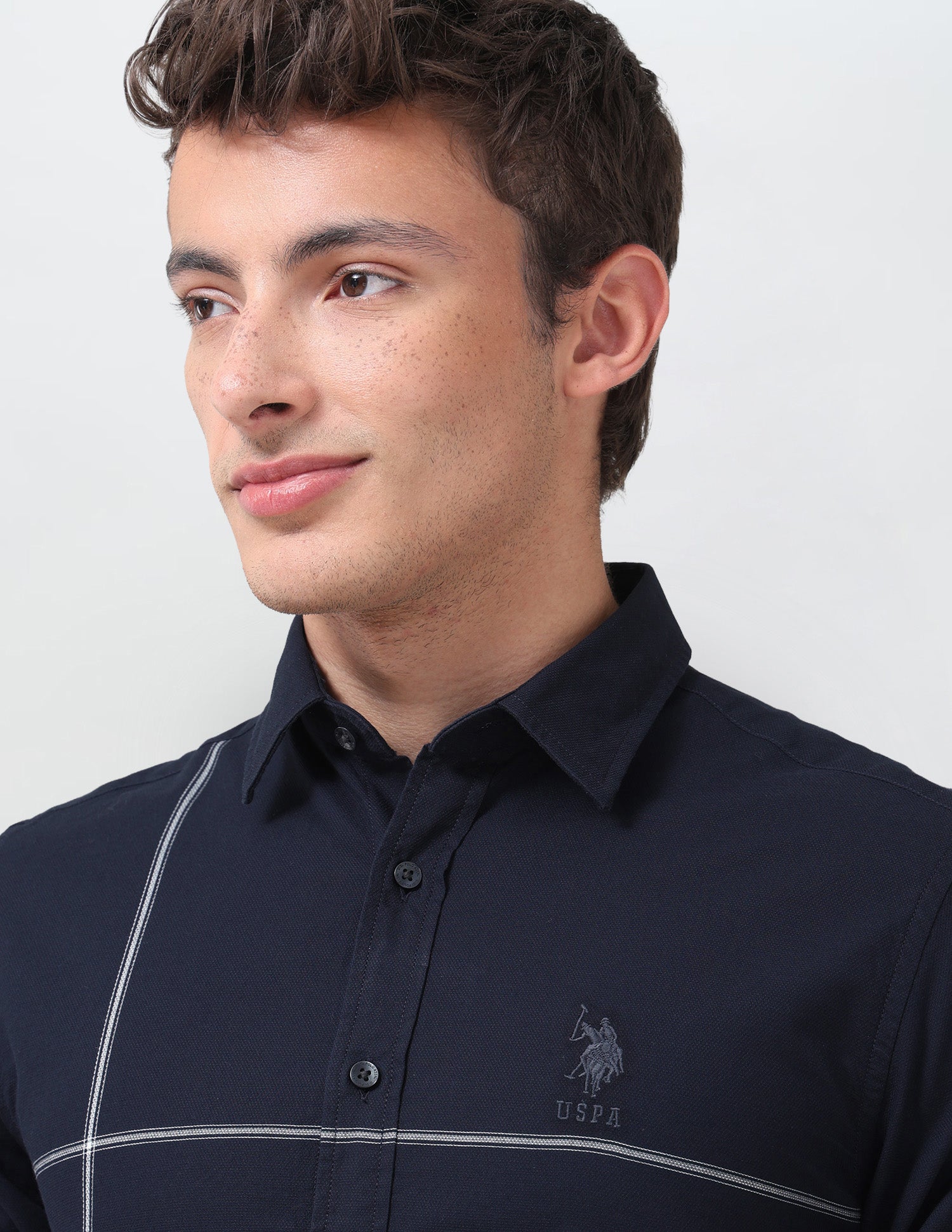 Solid Regular Fit Shirt Navy - U.S. Polo Assn. India | Large