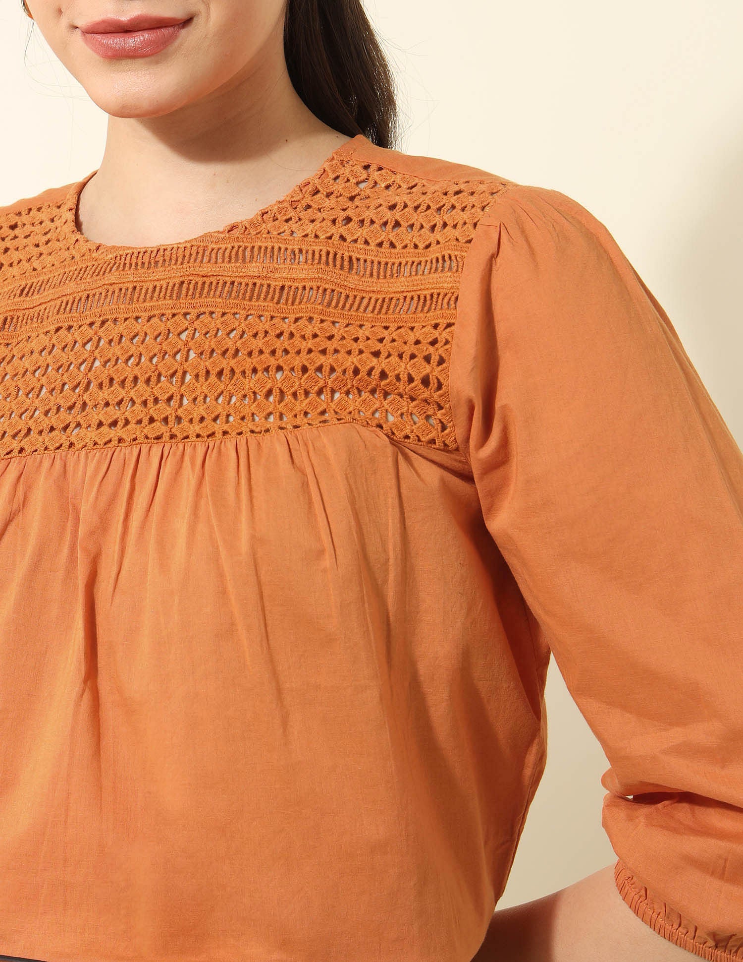 Lace Detailed Top Orange - U.S. POLO ASSN. | Large