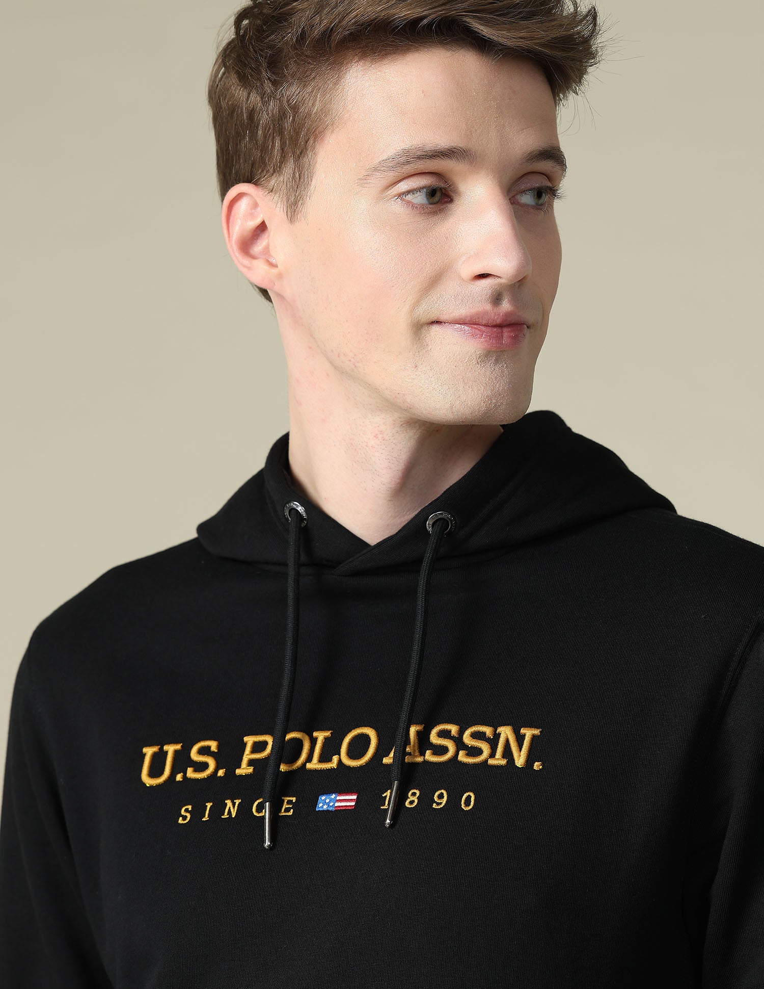 Brand Embroidered Regular Fit Sweatshirt Black - U.S. Polo Assn. India | Large