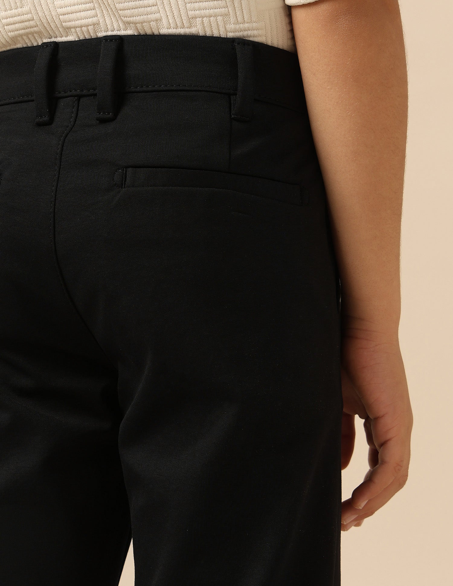 Boys Solid Slim Fit Trousers Black - U.S. POLO ASSN. | Large