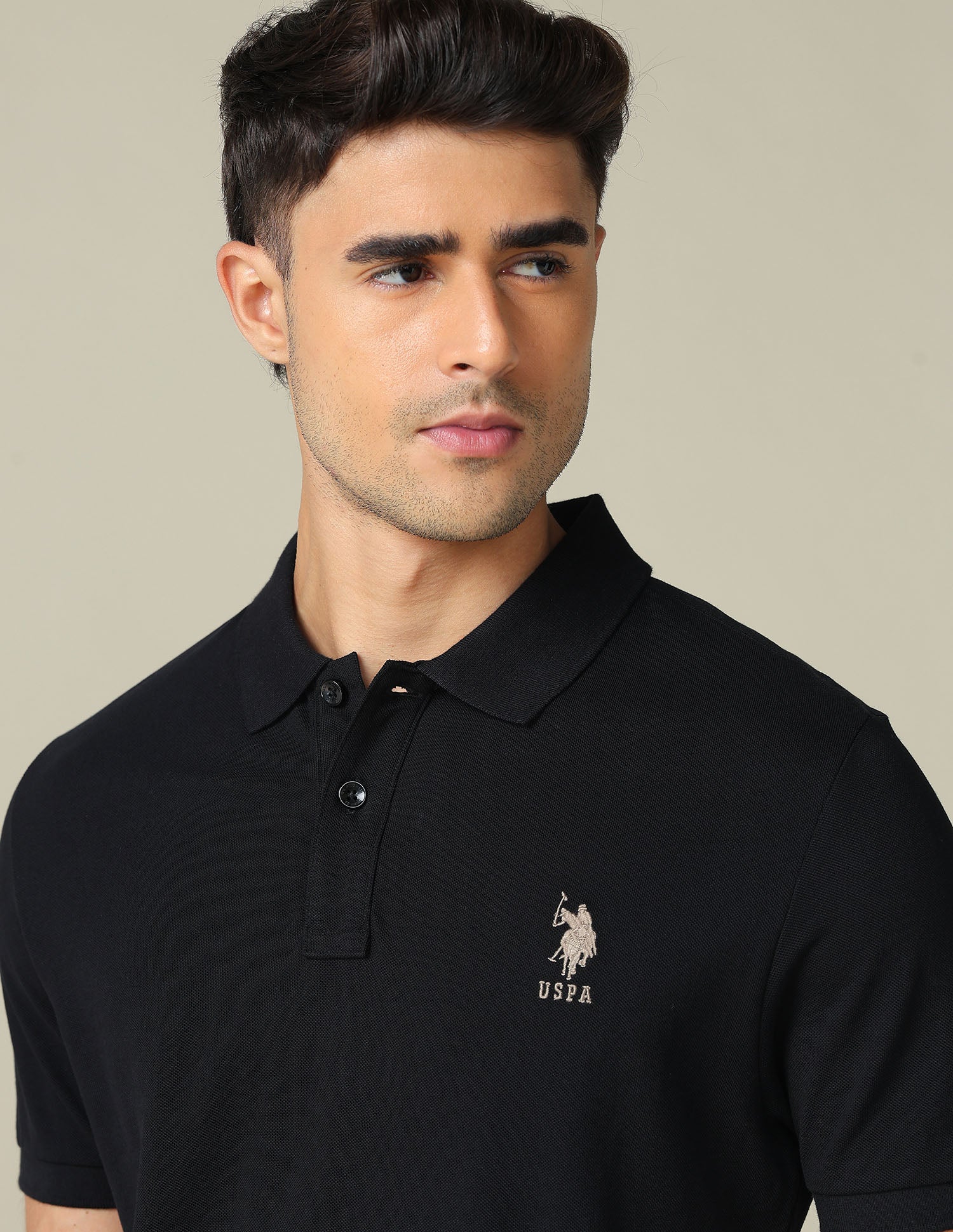 Muscle Fit Typographic Printed Polo Shirt Black - U.S. POLO ASSN. | Large