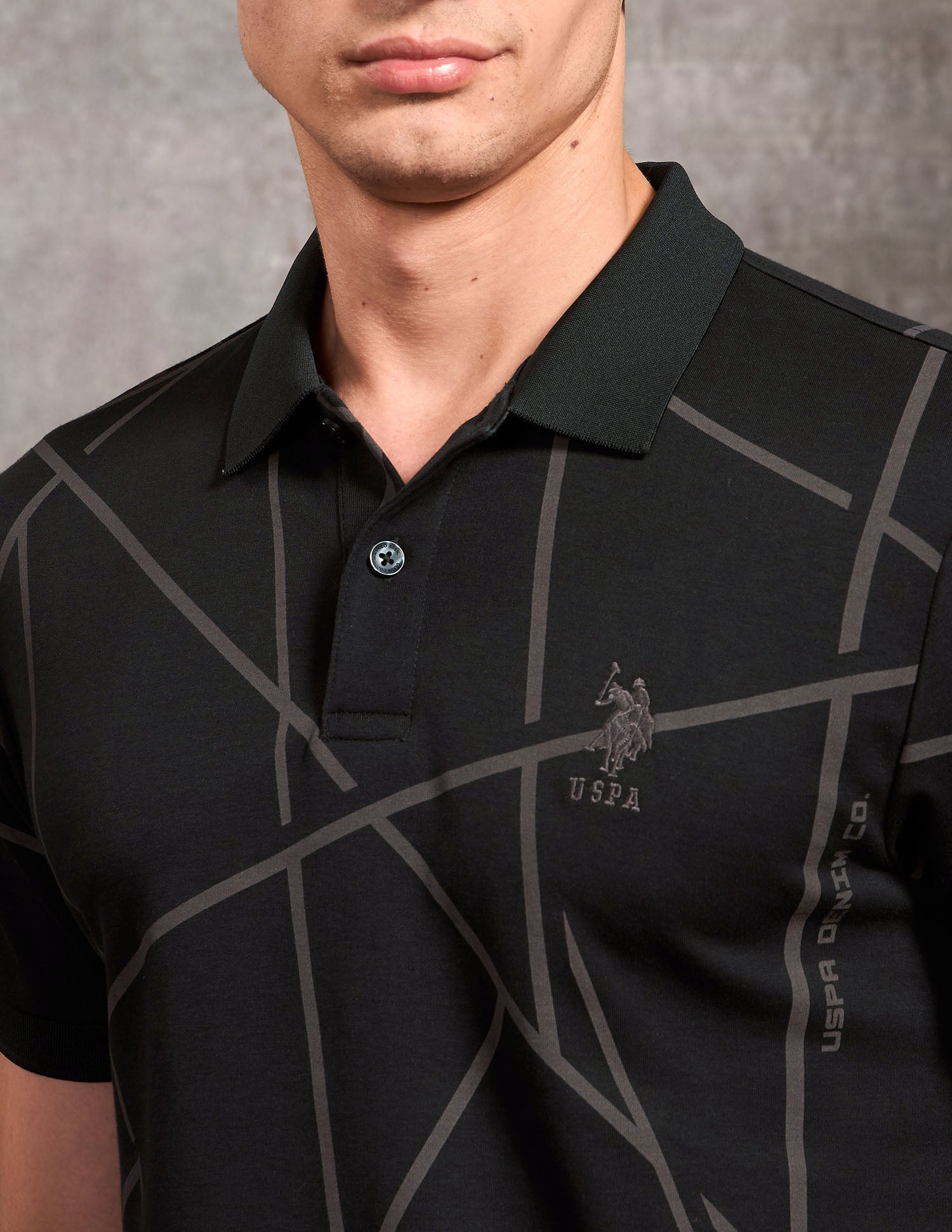 Geometric Printed Black & Gold Polo Shirt Black - U.S. Polo Assn. India | Large