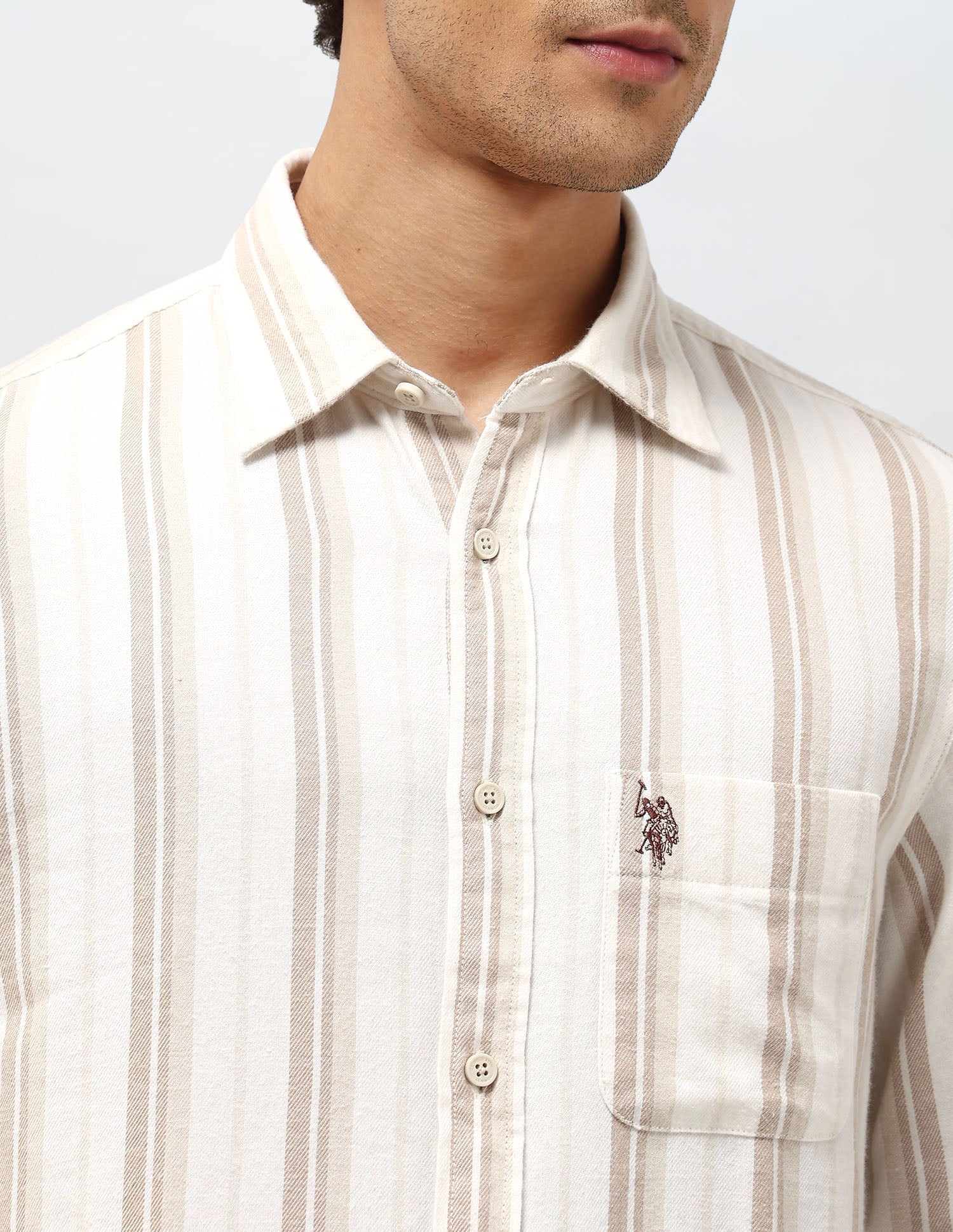 Slim Fit Twill shirt Beige - U.S. POLO ASSN. | Large