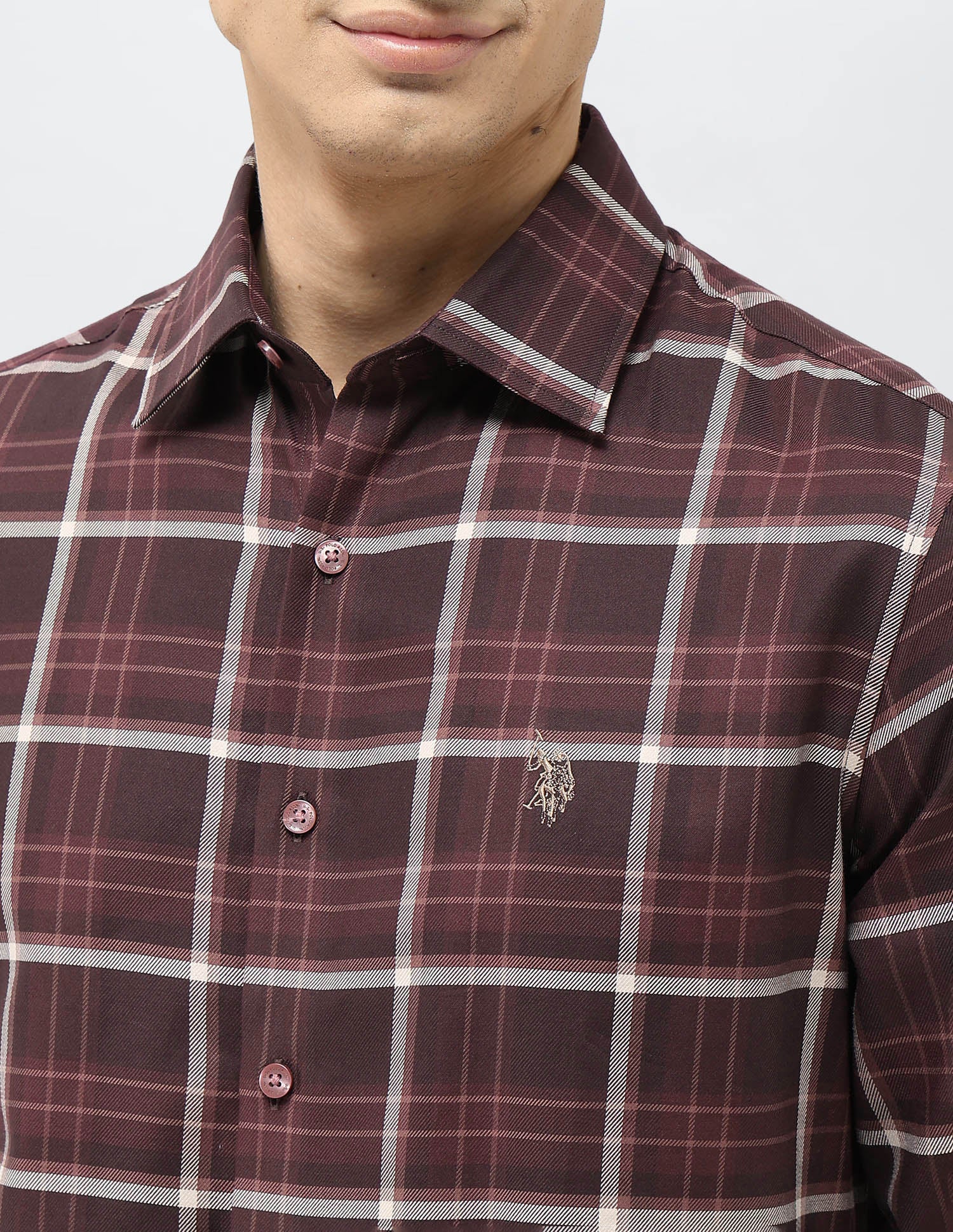 Twill Tailored Fit Shirt Maroon - U.S. POLO ASSN. | Large
