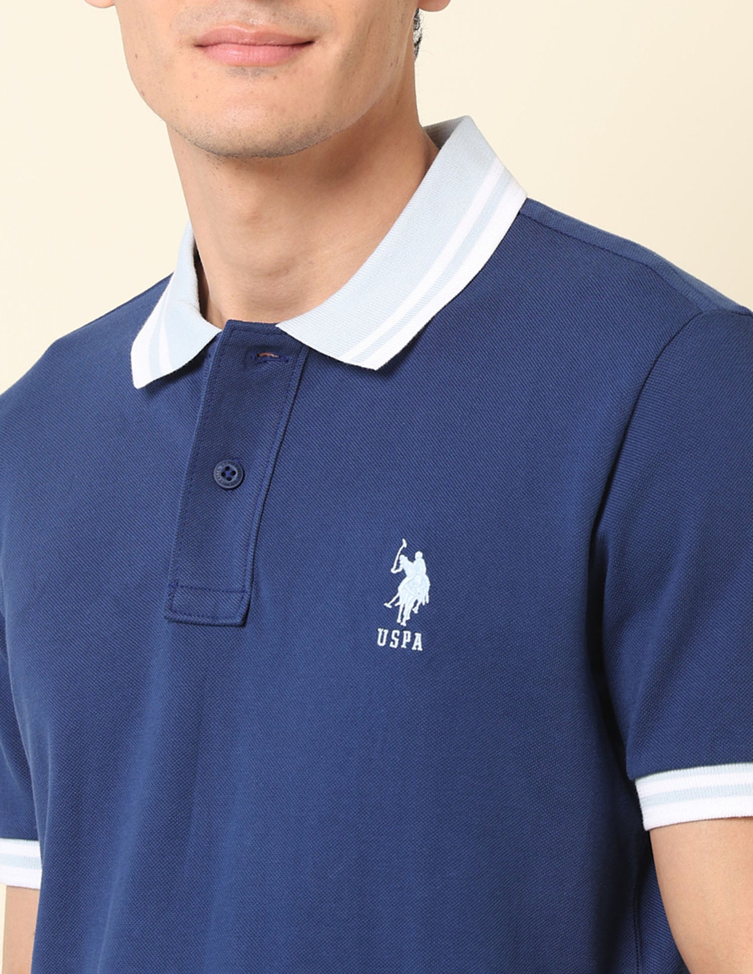Pure Cotton Slim Fit Classic Polo Shirt Dark Blue - U.S. Polo Assn. India | Large