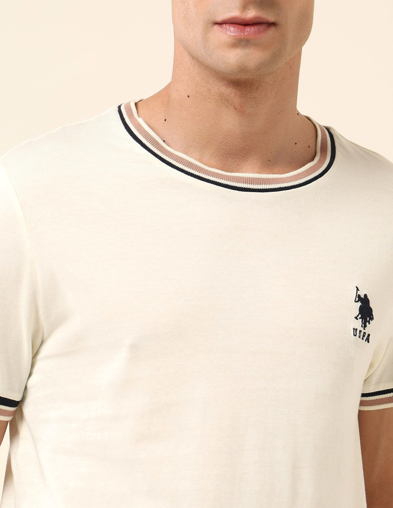 Solid Slim Fit T- Shirt Off-White - U.S. POLO ASSN. | Large