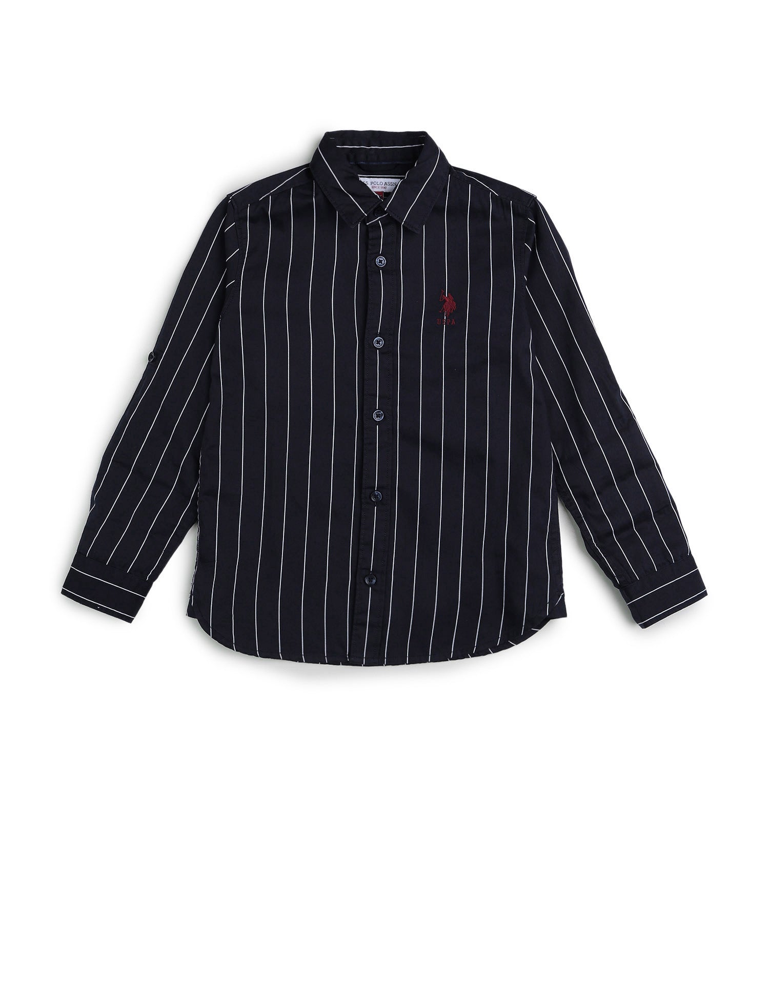 Boys Vertical Striped Twill Shirt Navy - U.S. POLO ASSN. | Large