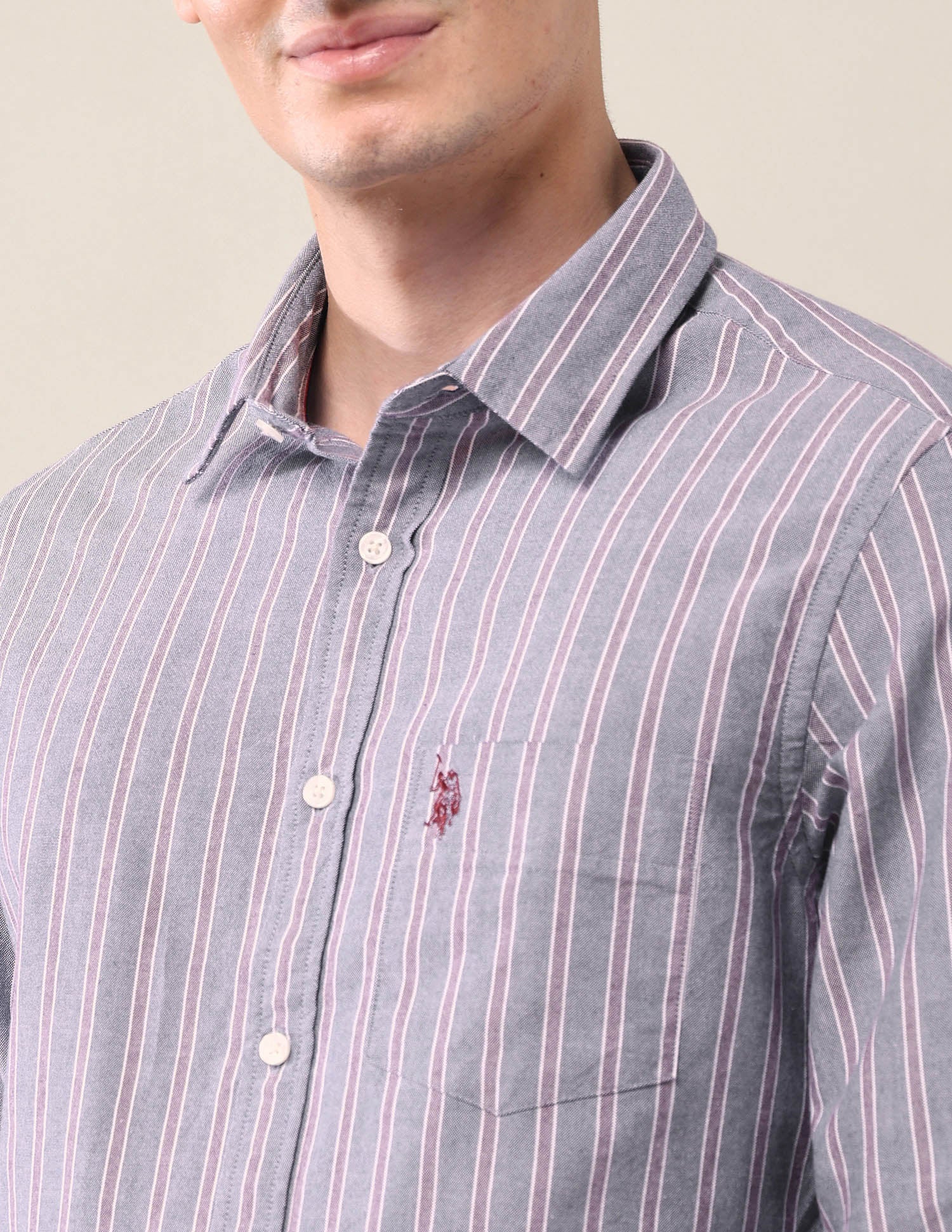 Vertical Striped Tailored Fit Shirt Navy - U.S. Polo Assn. India | Large