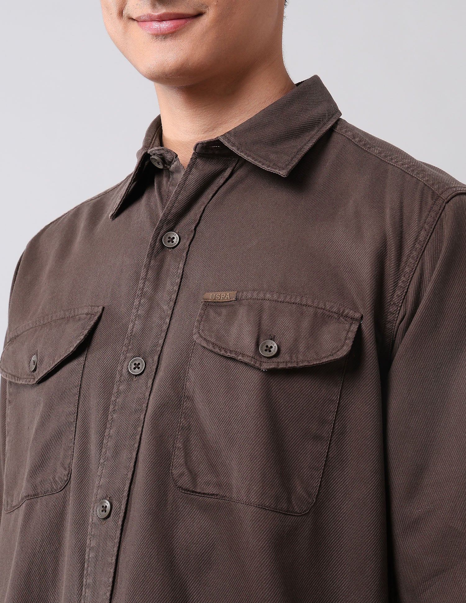 Comfort Fit Twill Shirt Choco - U.S. POLO ASSN. | Large