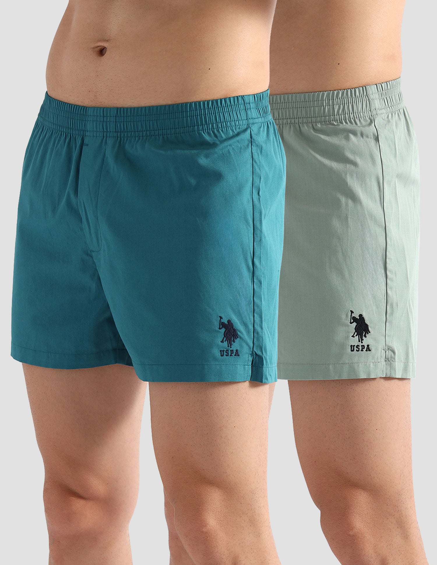 Comfort Regular Fit Solid OEX08 Boxers - Pack of 2 Iceberg, Green and Colonial Blue - U.S. POLO ASSN. | Large