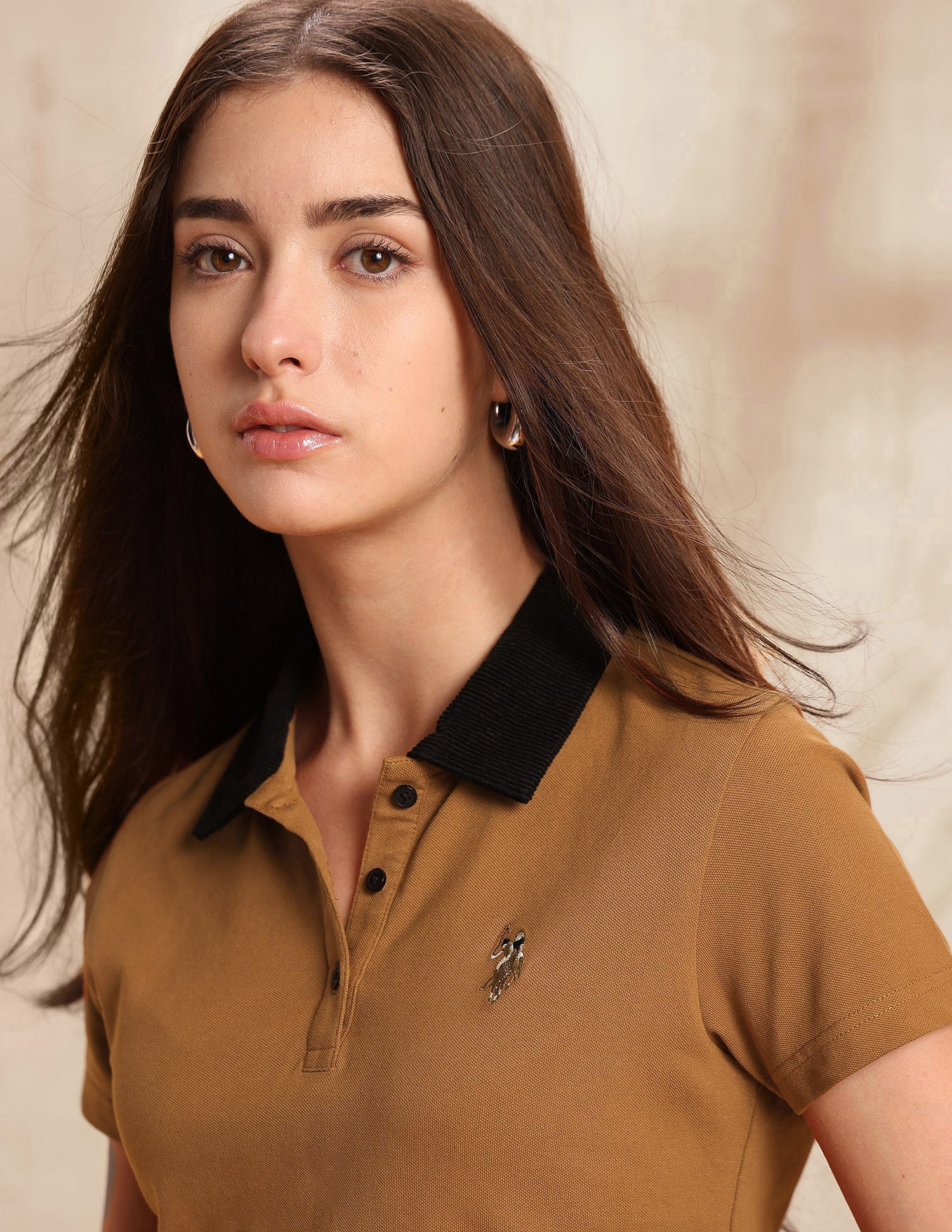 Regular Fit Solid Polo Shirt Light Brown - U.S. Polo Assn. India | Large