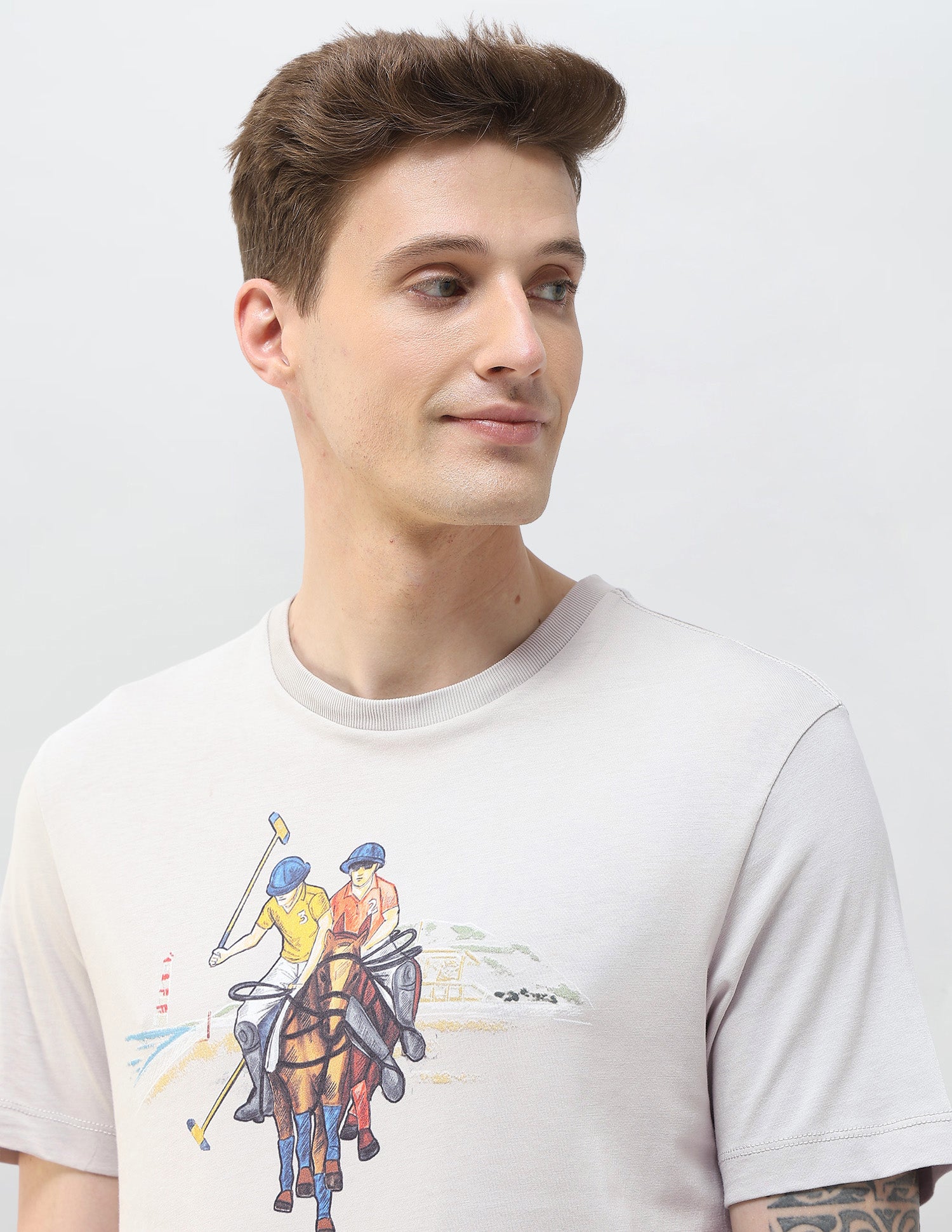 Motel On The Coast Slim Fit T-Shirt Light Grey - U.S. Polo Assn. India | Large