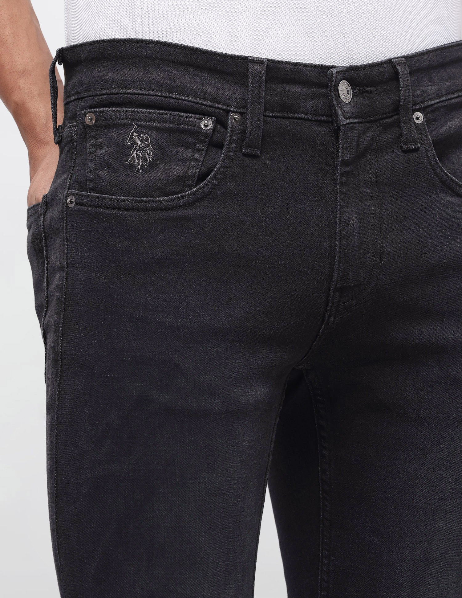 Regallo Skinny Fit Black Jeans Black - U.S. Polo Assn. India | Large