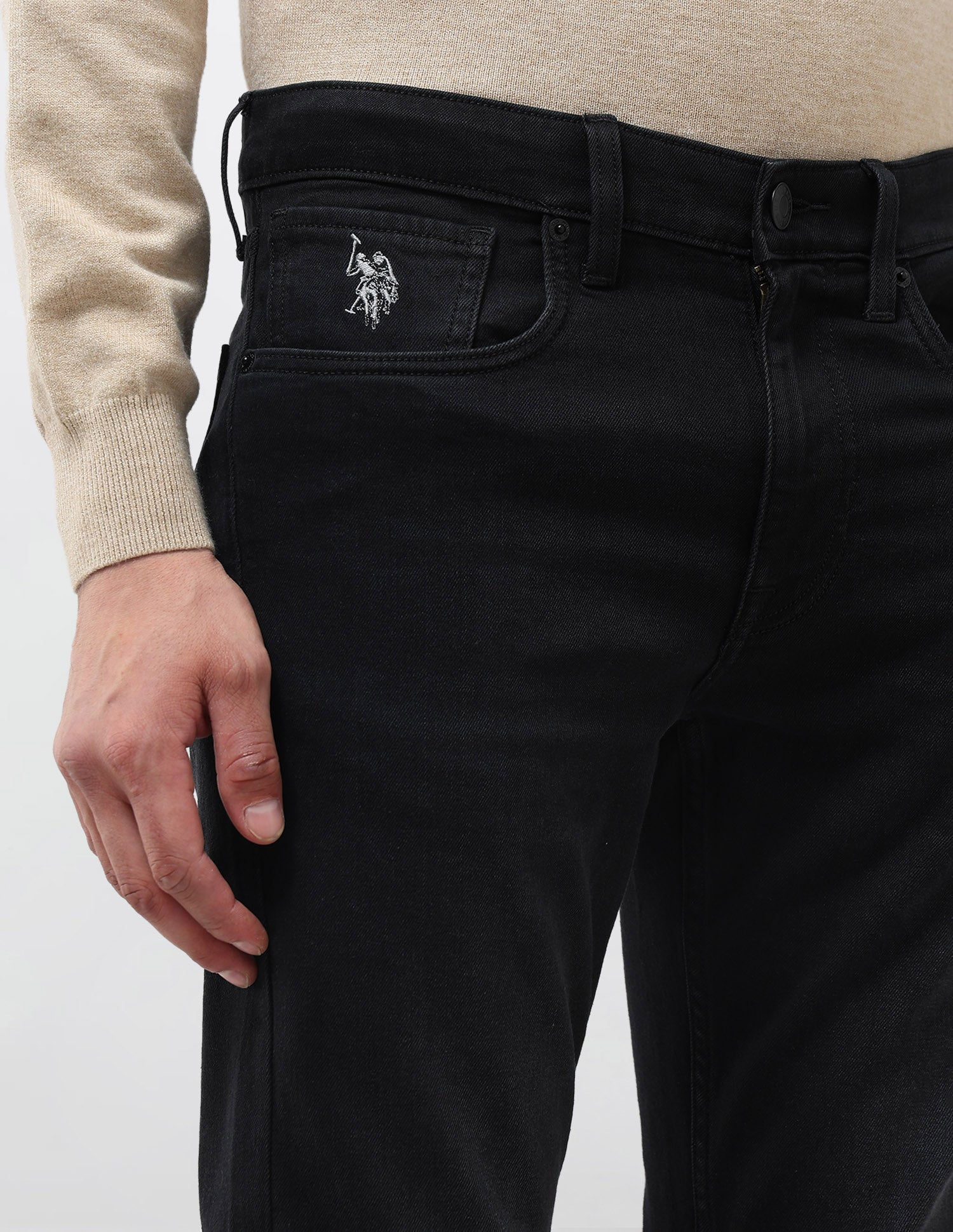 Regallo Skinny Fit Mid Rise Jeans Black - U.S. Polo Assn. India | Large