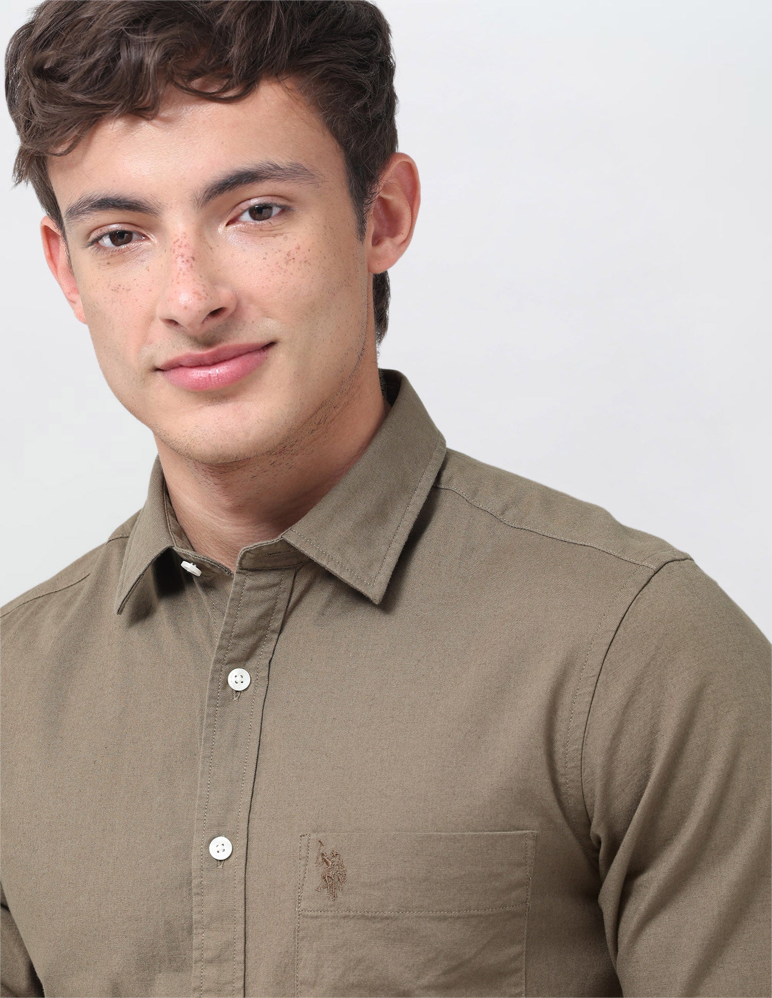 Tailored Fit Oxford Shirt Light Khaki - U.S. Polo Assn. India | Large