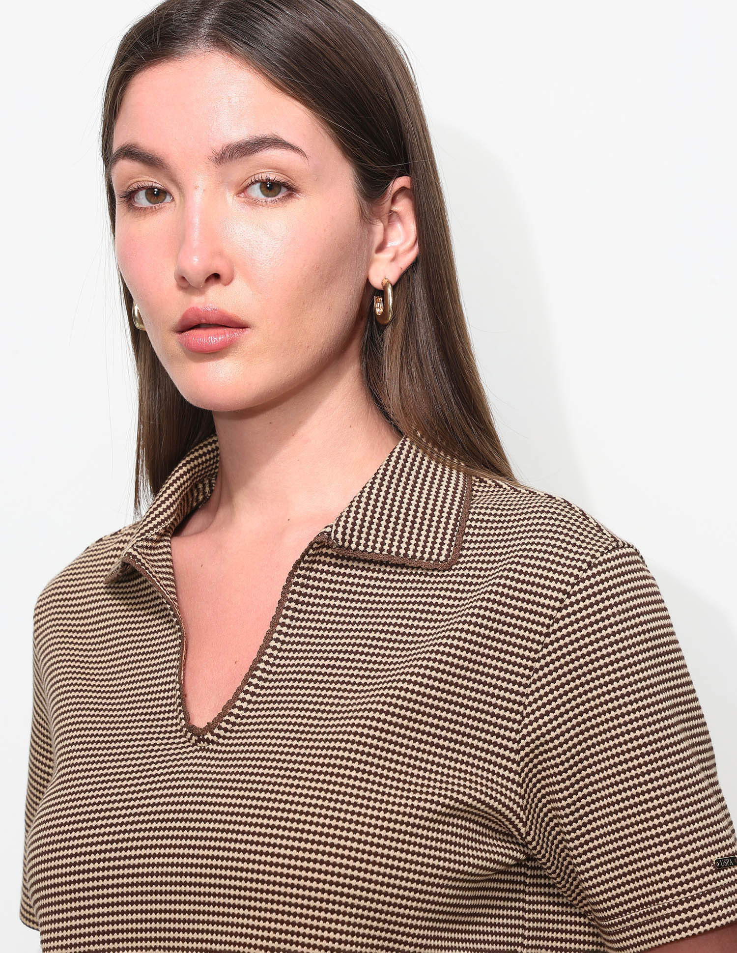 Relaxed Fit Textured Polo Shirt Brown - U.S. Polo Assn. India | Large