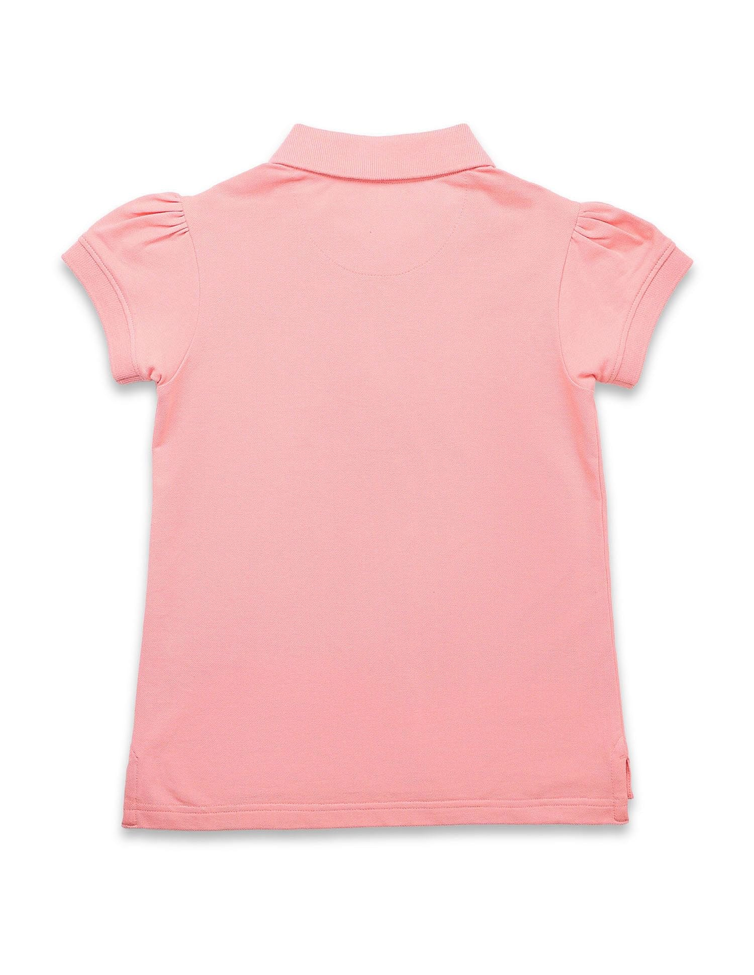 Girls Brand Printed Relaxed Fit Polo Shirt Pink - U.S. POLO ASSN. | Large