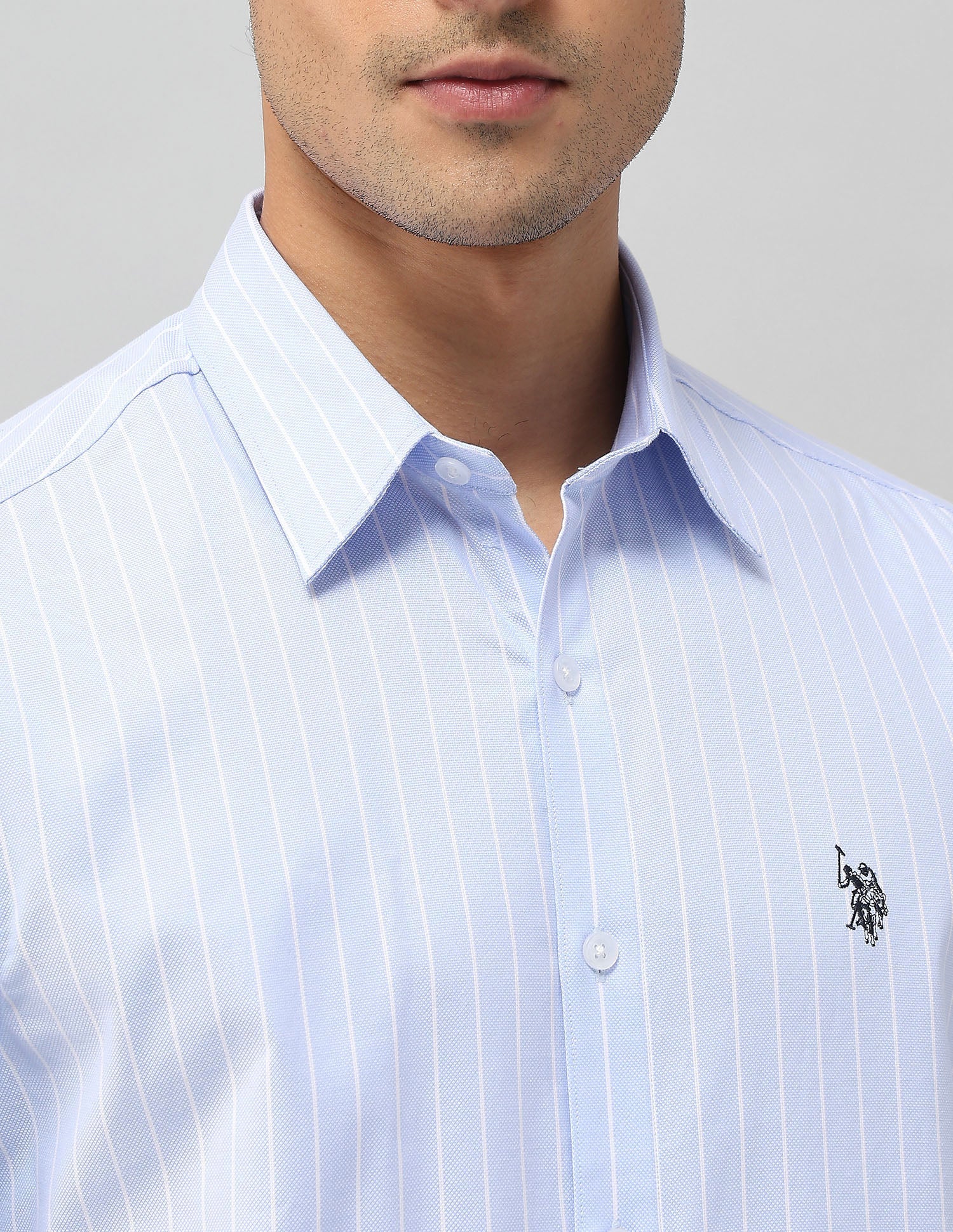 Tailored Fit Vertical Striped Shirt Blue - U.S. POLO ASSN. | Large