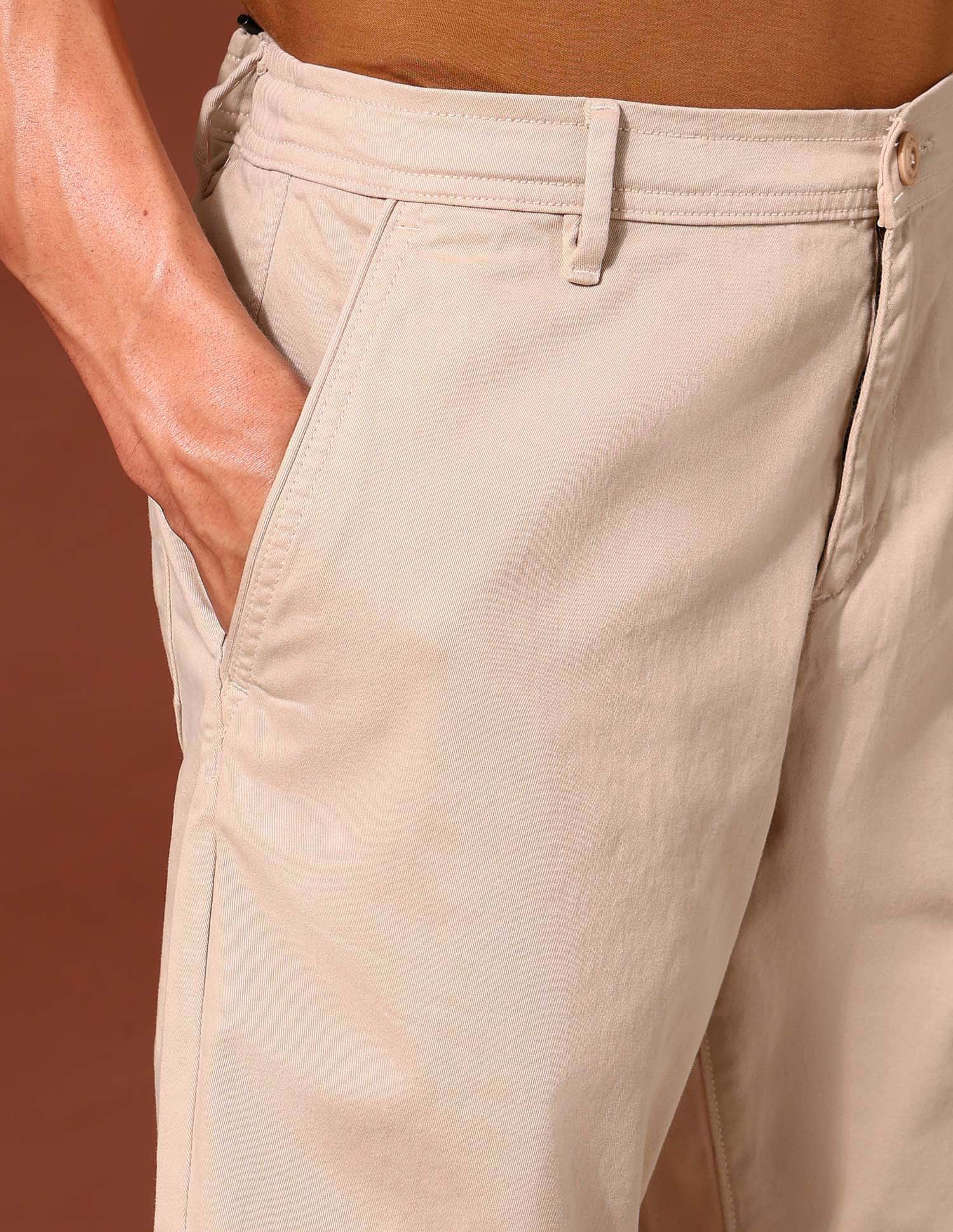 Solid Slim Fit Chino Shorts Khaki - U.S. Polo Assn. India | Large