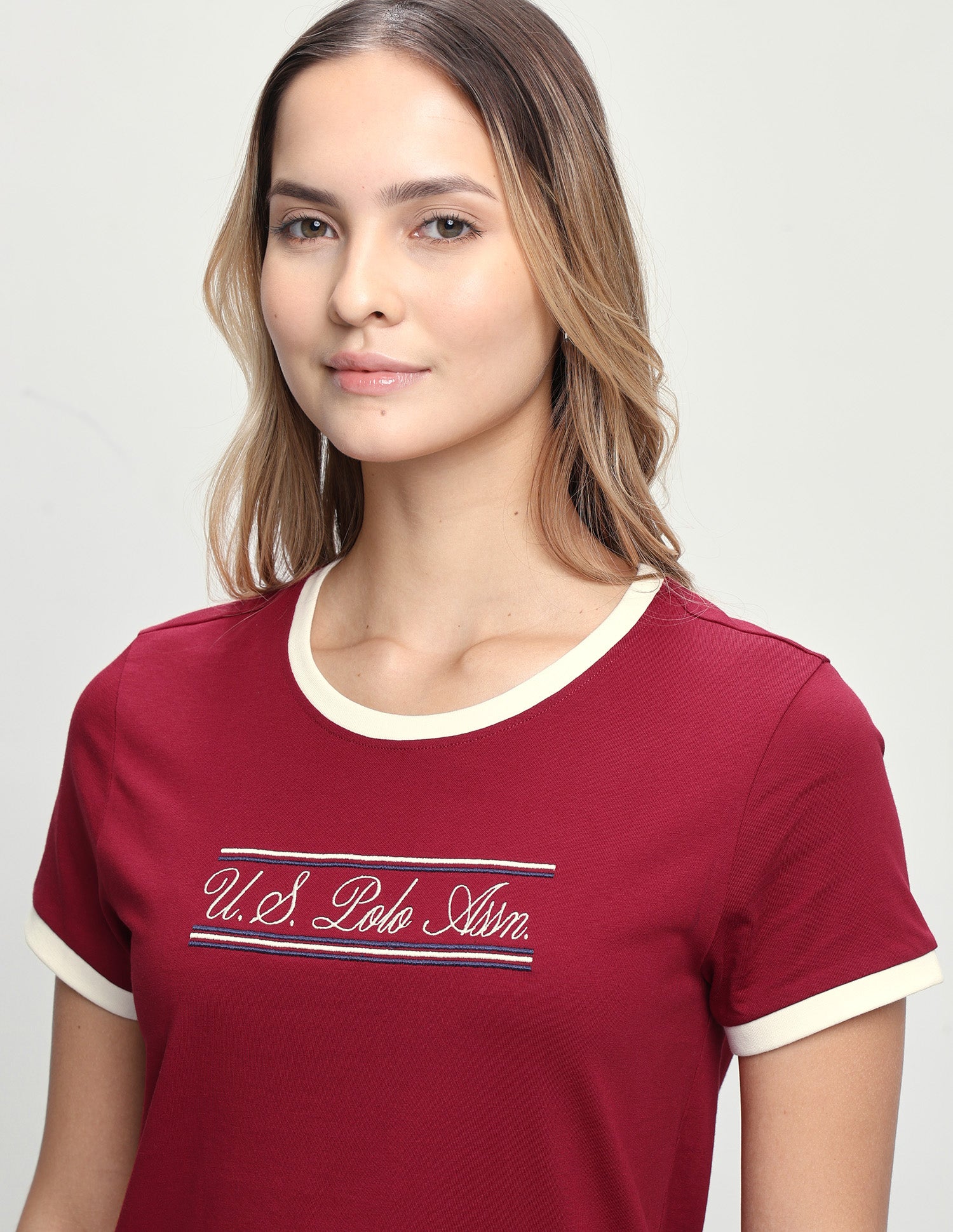 Brand Embroidered Regular Fit T-Shirt Dark Red - U.S. Polo Assn. India | Large