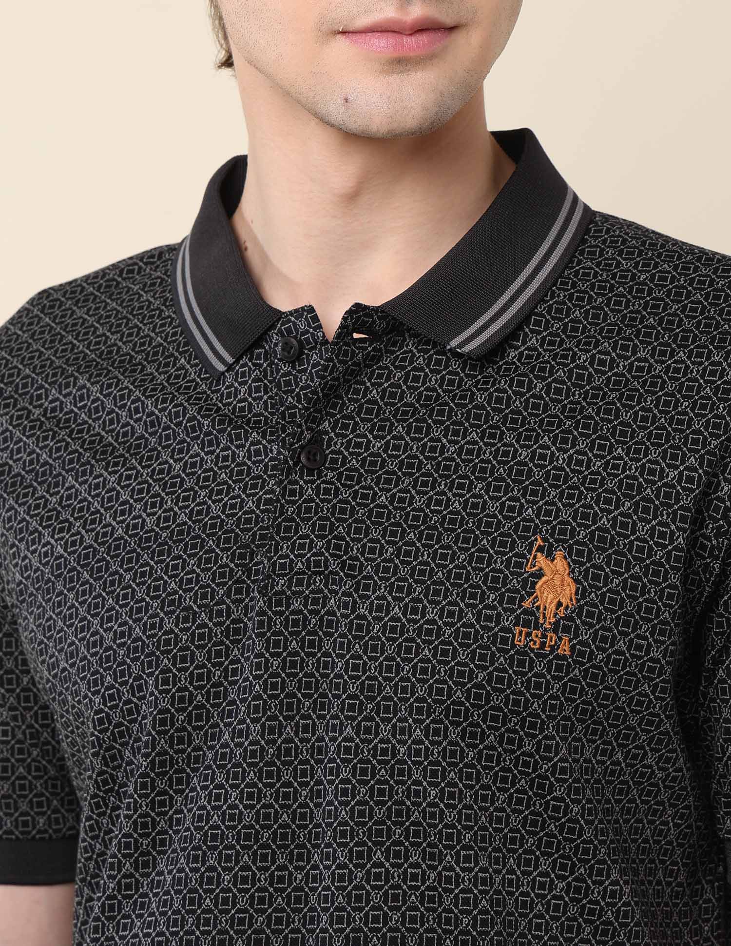 Pure Cotton Modern Monochrome Polo Shirt Black - U.S. Polo Assn. India | Large