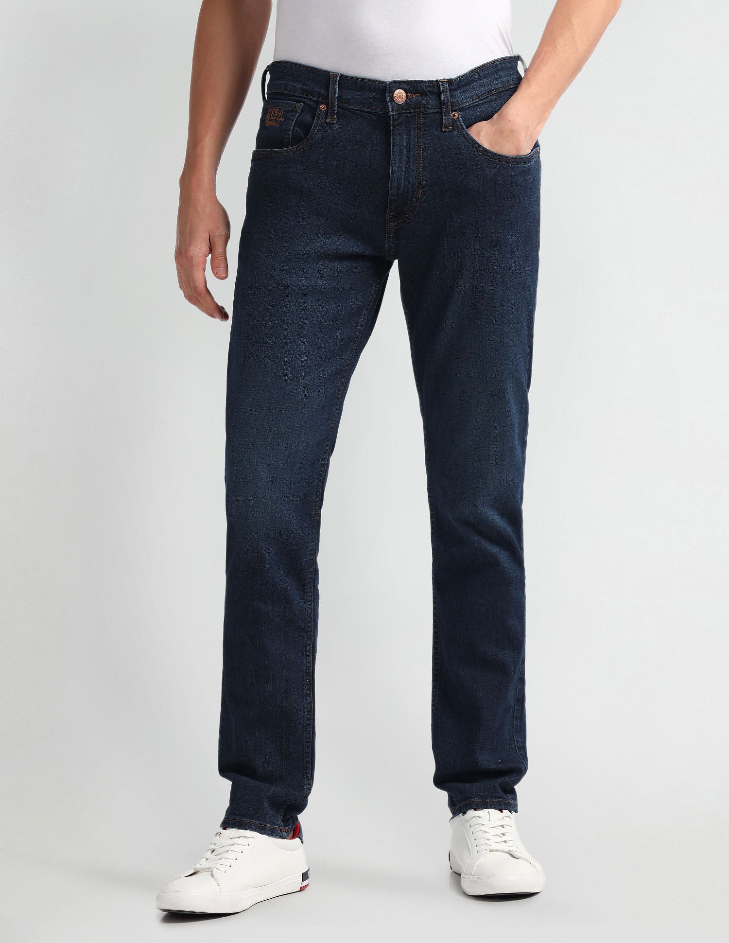 Brandon Slim Tapered Fit Mid Rise Jeans Dark Blue - U.S. Polo Assn. India | Large