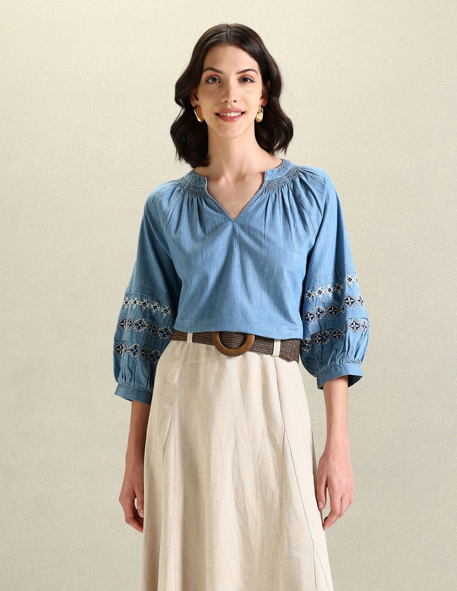 Denim Embroidery Top Blue - U.S. Polo Assn. India | Large