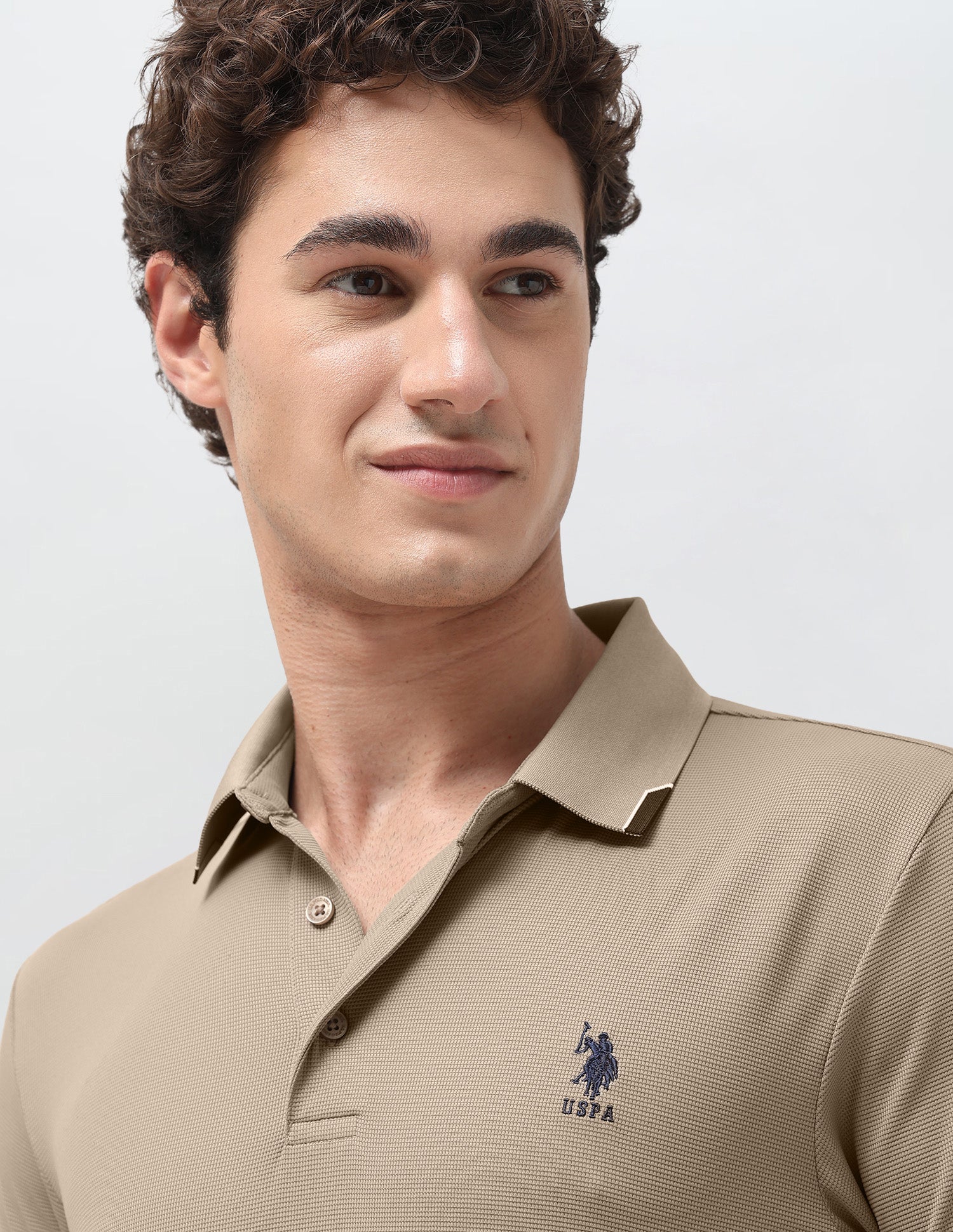 Slim Fit Solid Polo Shirt Tan - U.S. Polo Assn. India | Large