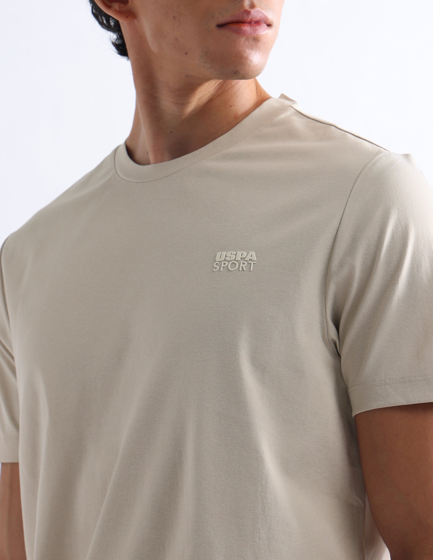 Solid Slim Fit T-Shirt Beige - U.S. Polo Assn. India | Large