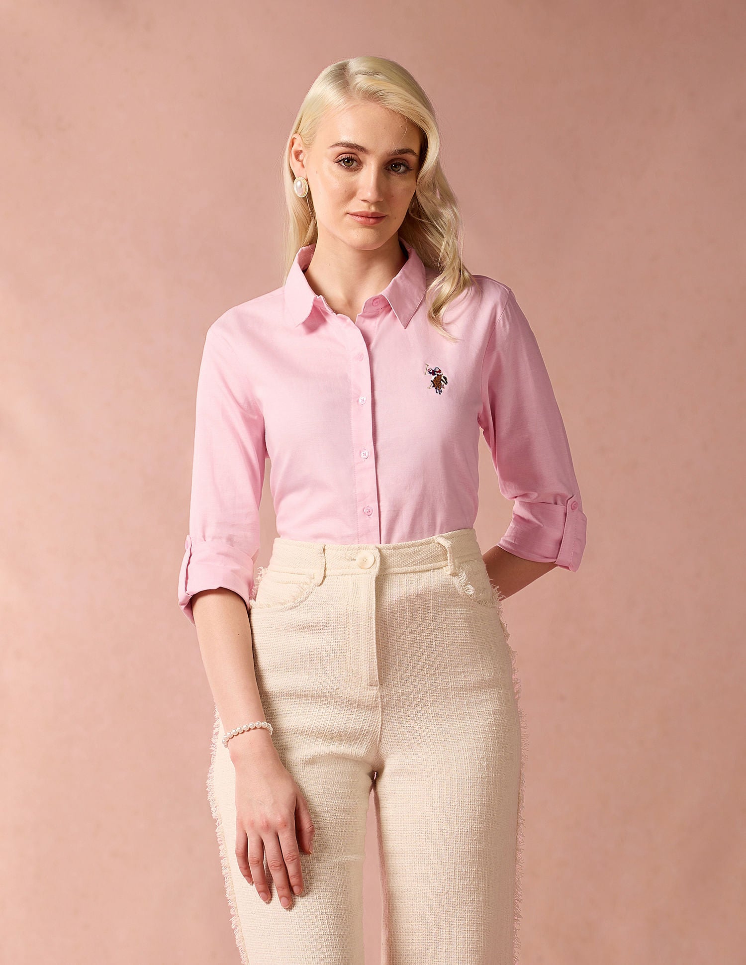 Embroidered Logo Oxford Shirt Turquoise - U.S. POLO ASSN. | Large