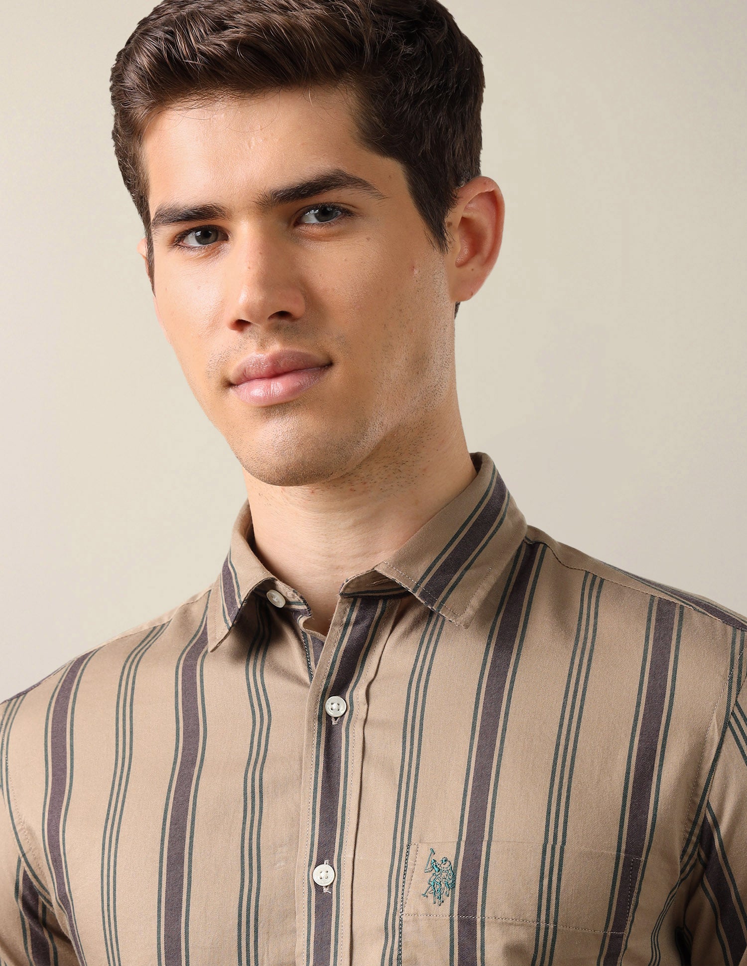 Twill Tailored Fit Shirt Khaki - U.S. Polo Assn. India | Large