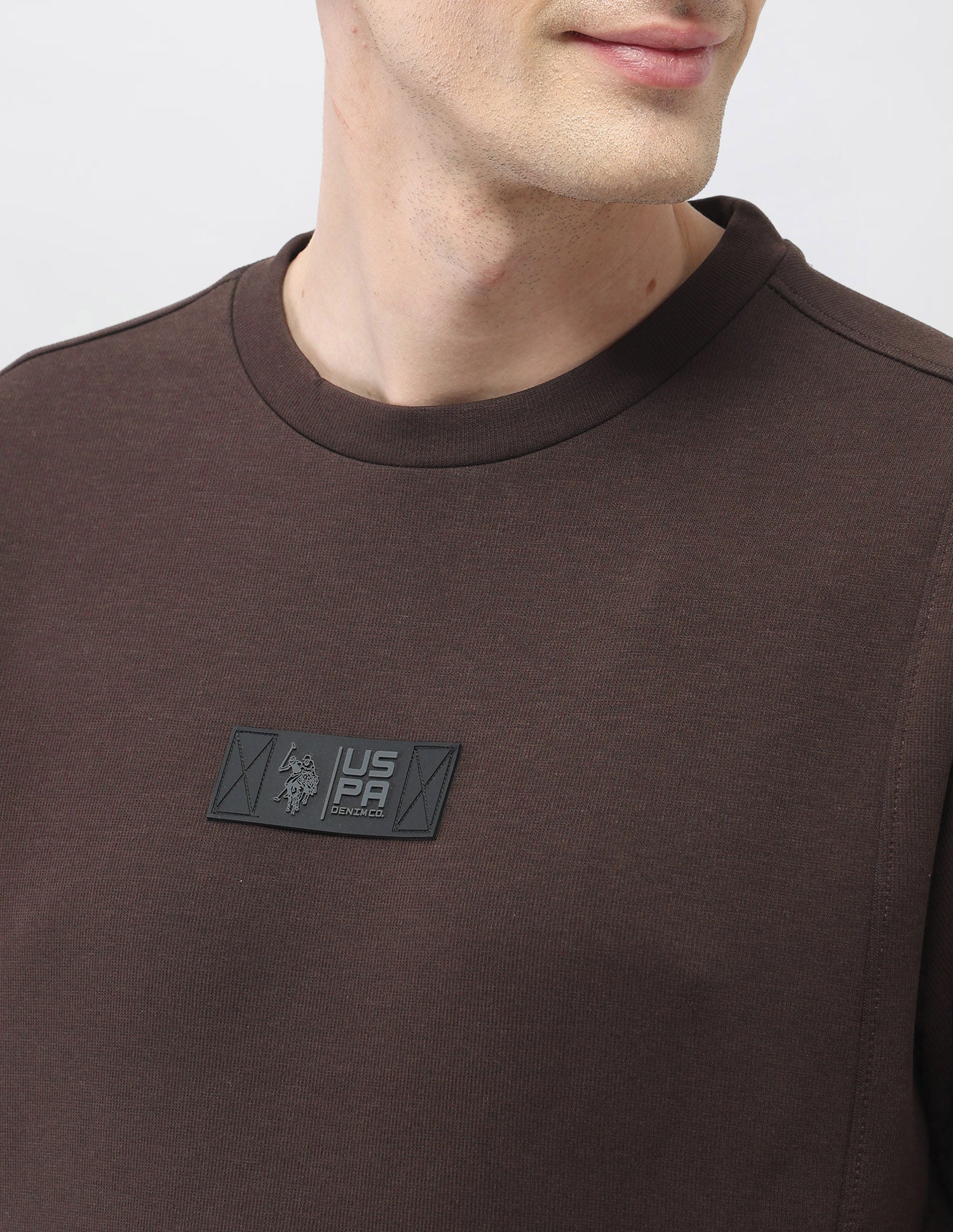 Solid Regular Fit Sweatshirt Dark Brown - U.S. Polo Assn. India | Large