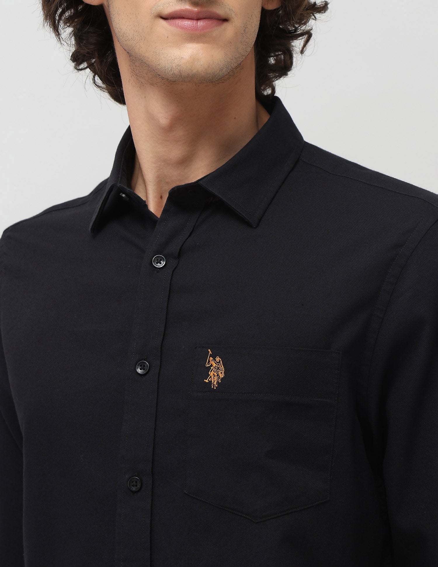 Textured Dobby Shirt Black - U.S. Polo Assn. India | Large