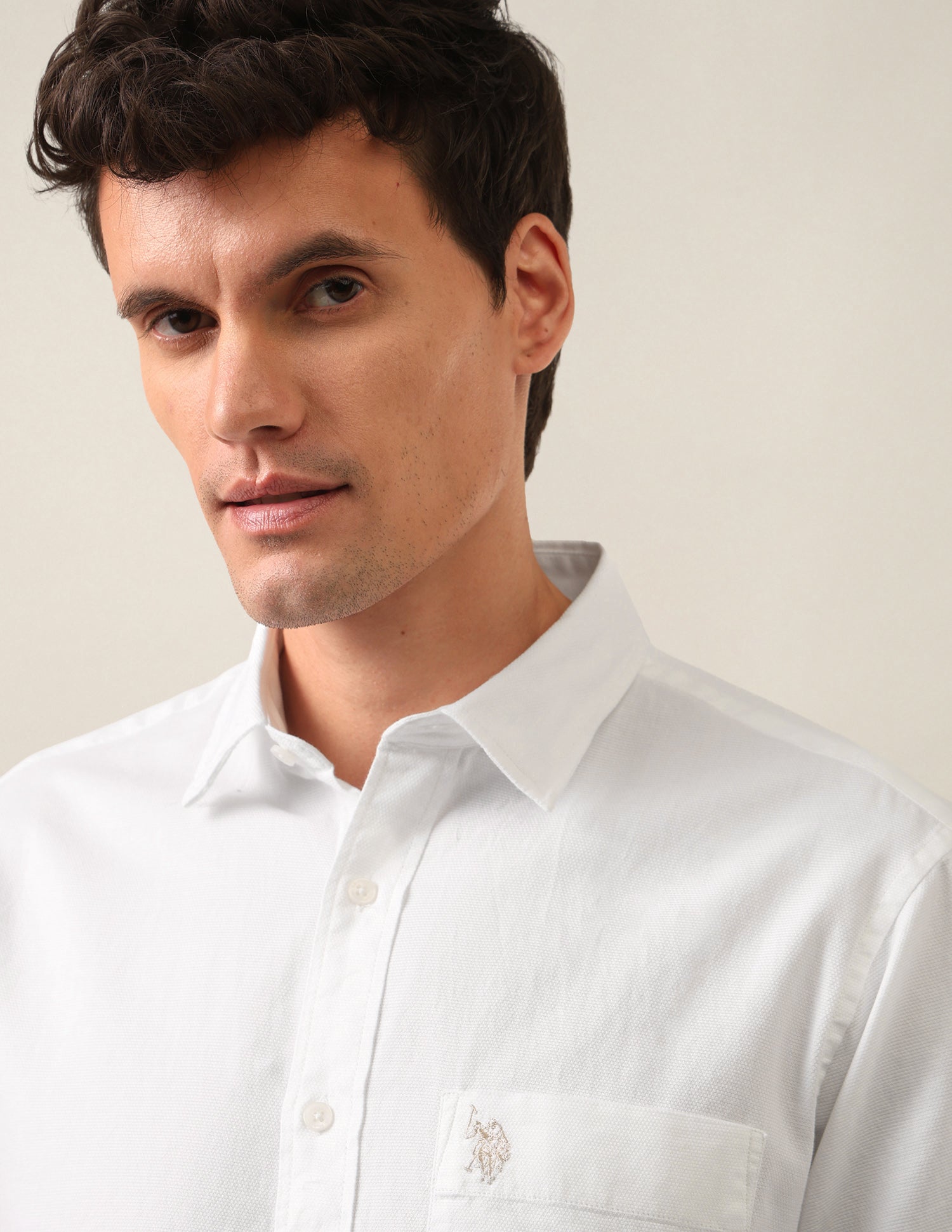 Tailored Fit Solid Shirt White - U.S. Polo Assn. India | Large