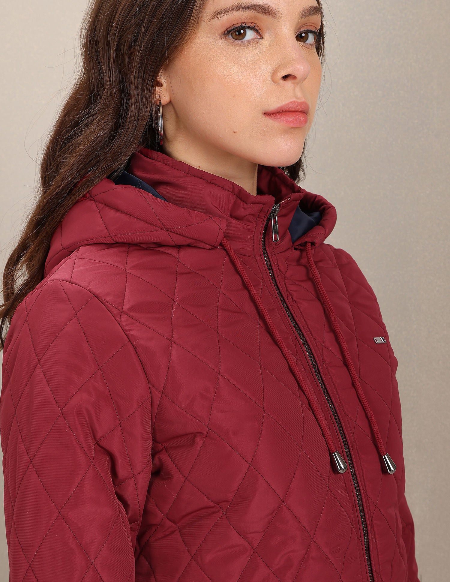 Hooded Solid Padded Longline Jacket Wine - U.S. POLO ASSN. | Large