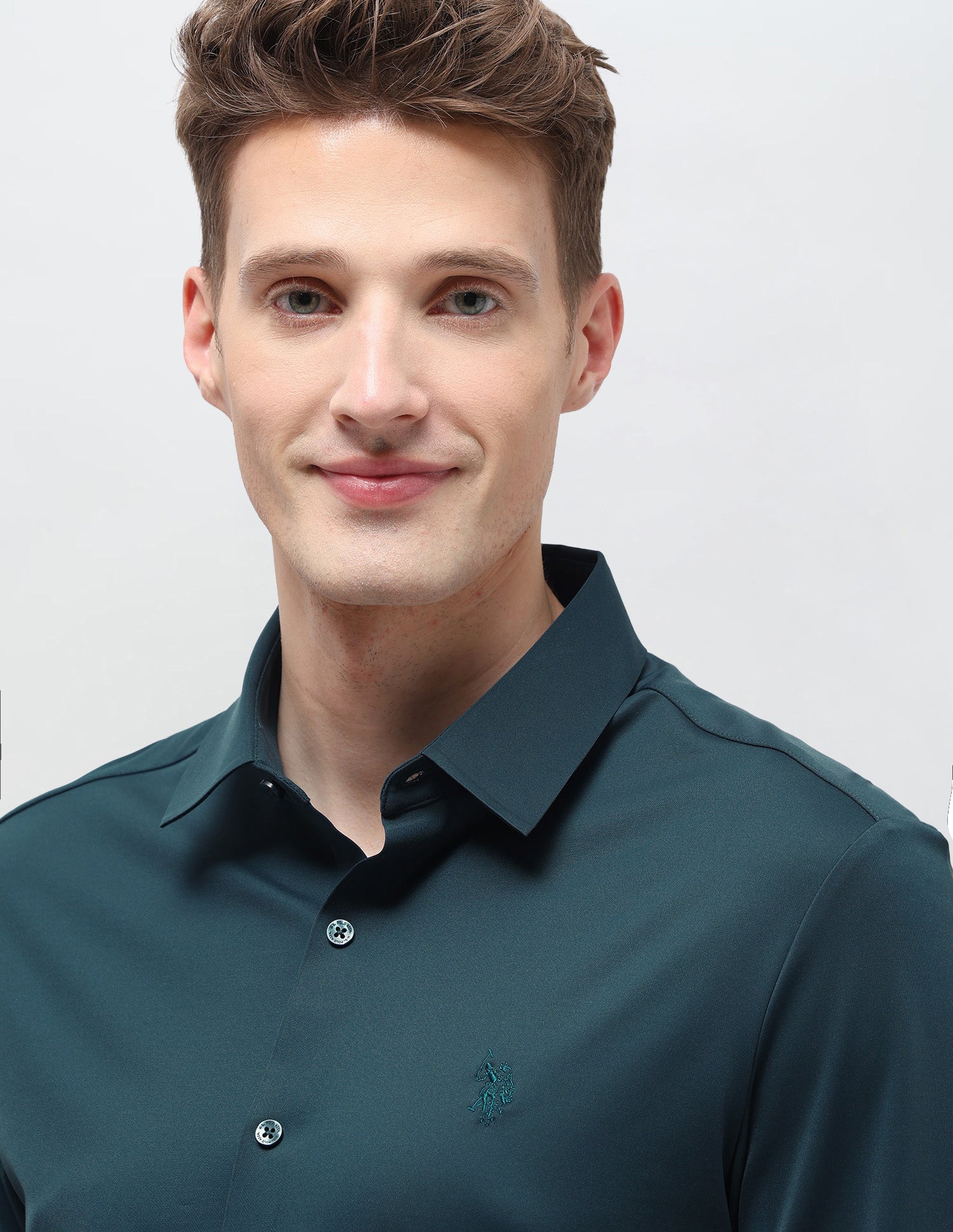 Solid Knitted Shirt Teal - U.S. Polo Assn. India | Large