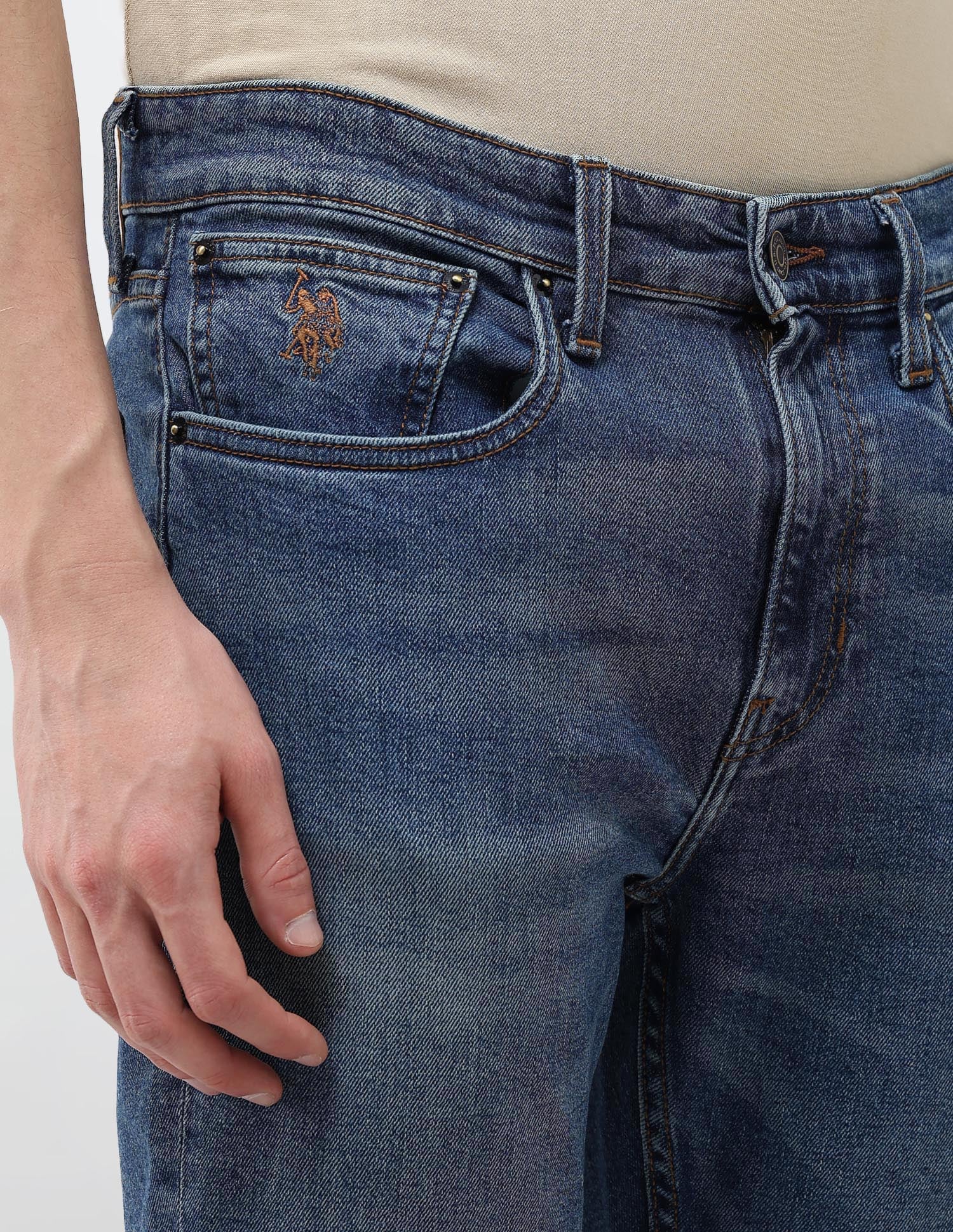 Cole Comfort Cropped Fit Blue Jeans Light Blue - U.S. Polo Assn. India | Large