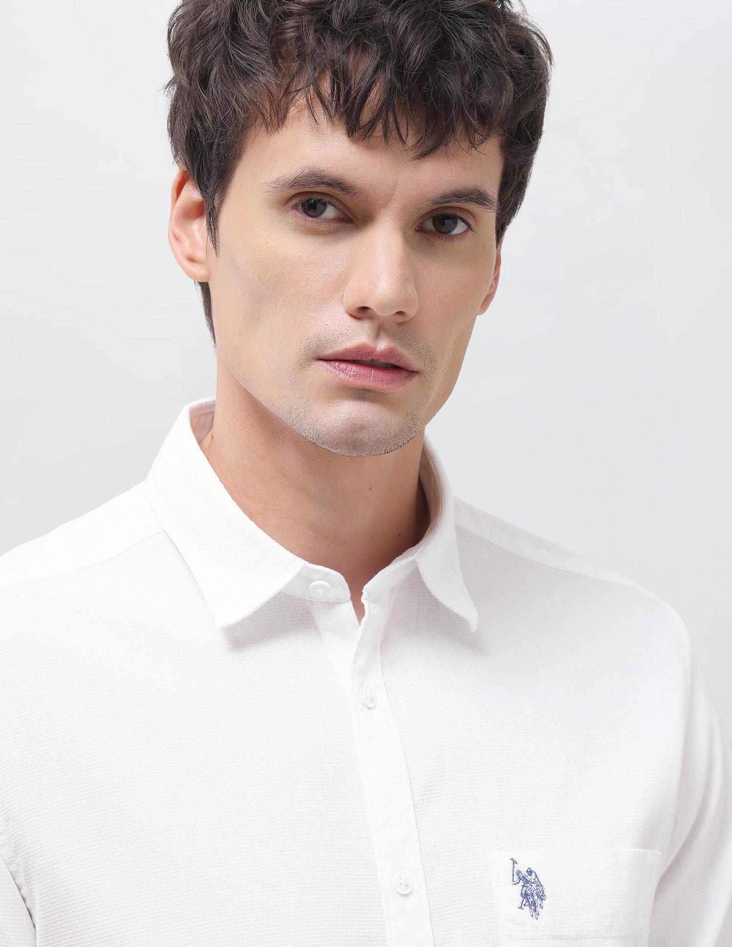 Textured Regular Fit Shirt White - U.S. Polo Assn. India | Large